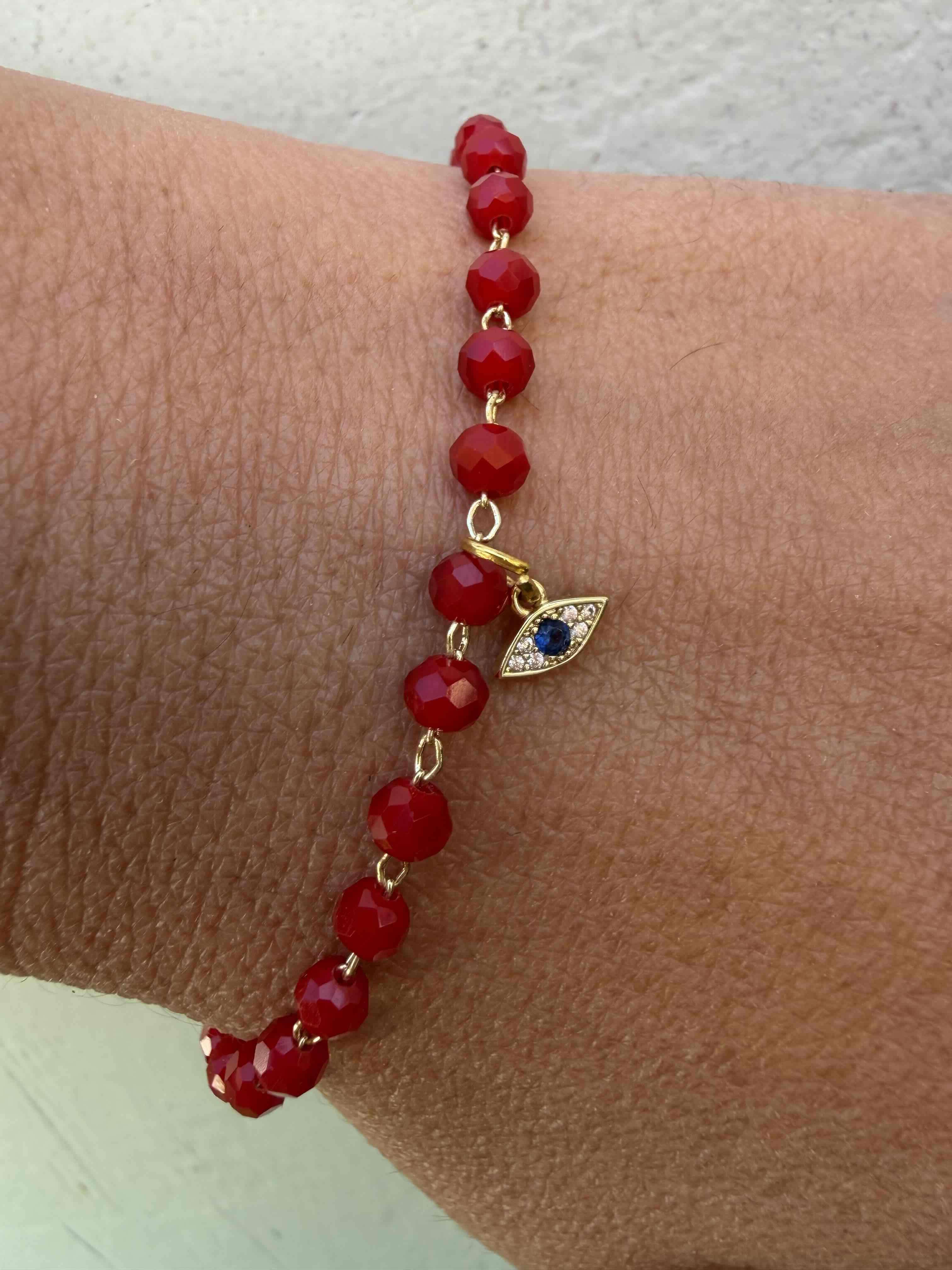Pulsera roja con dijes turco protección - 2