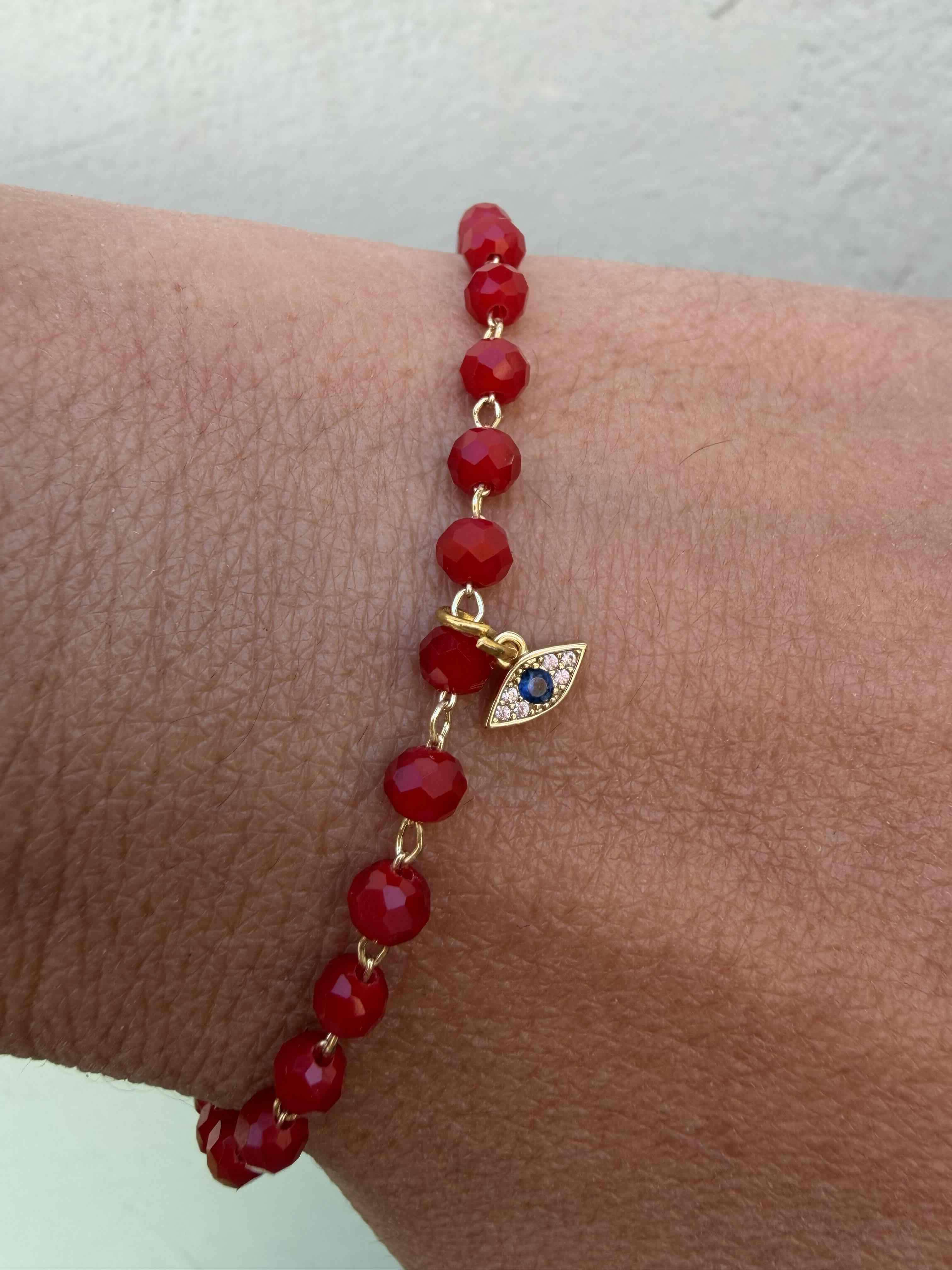Pulsera roja con dijes turco protección - 3