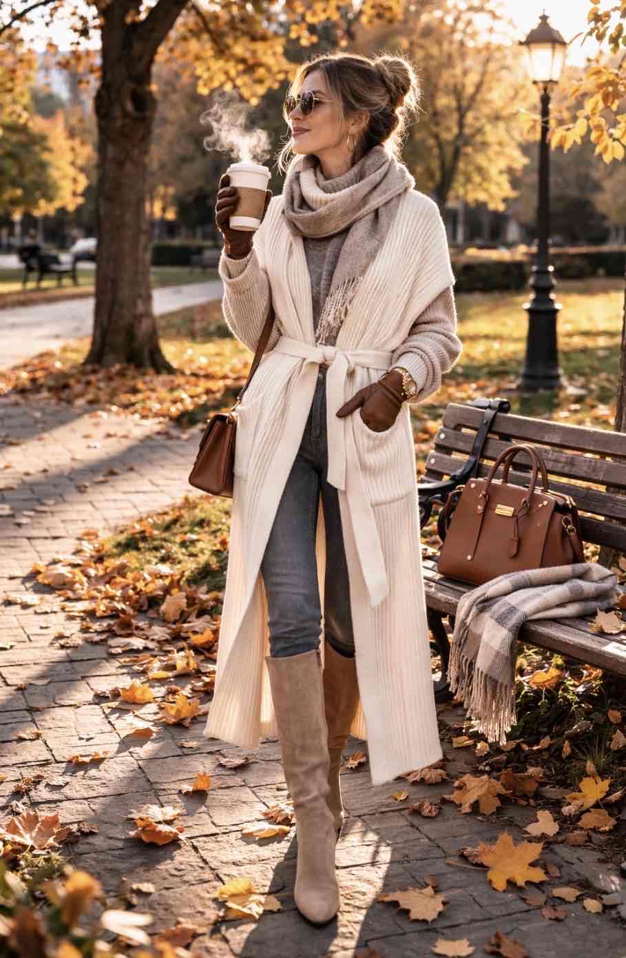 Bata beige de lana Zara - 5