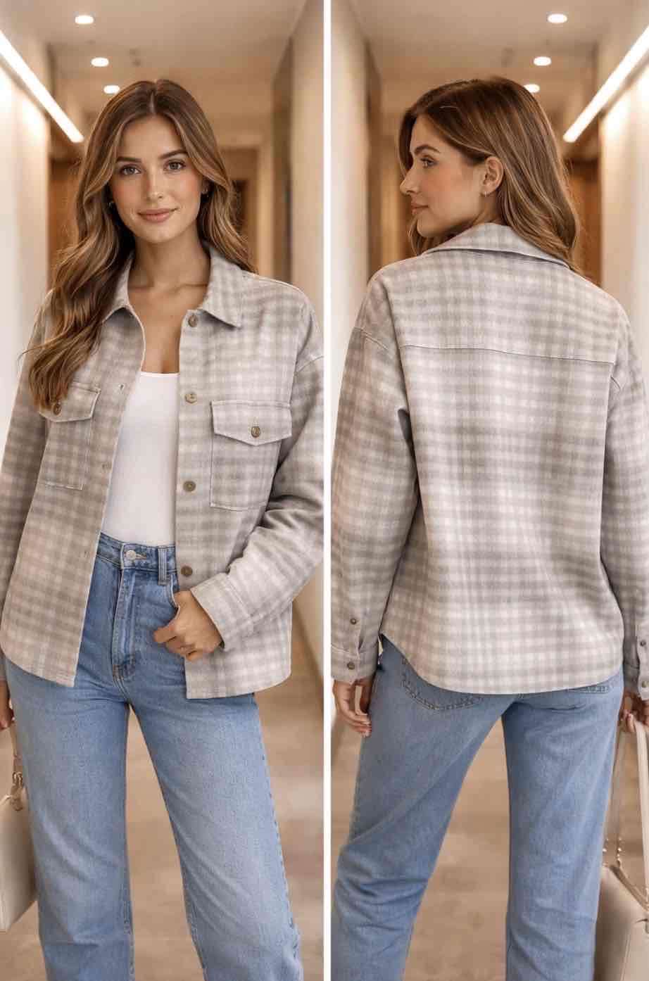 Sobrecamisa a cuadros beige Zara - 3