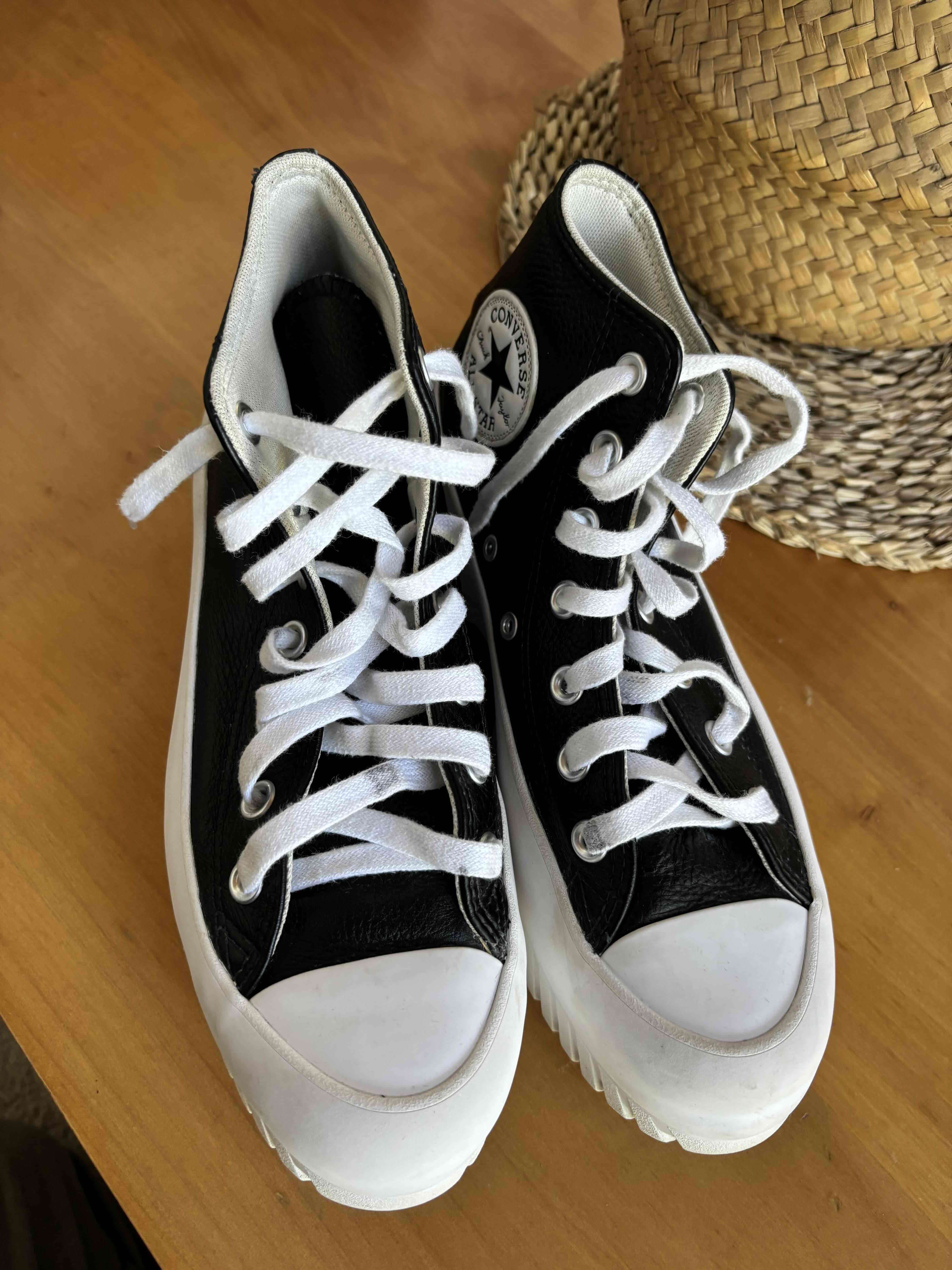 Zapatillas converse negras de cuero - miniatura 3