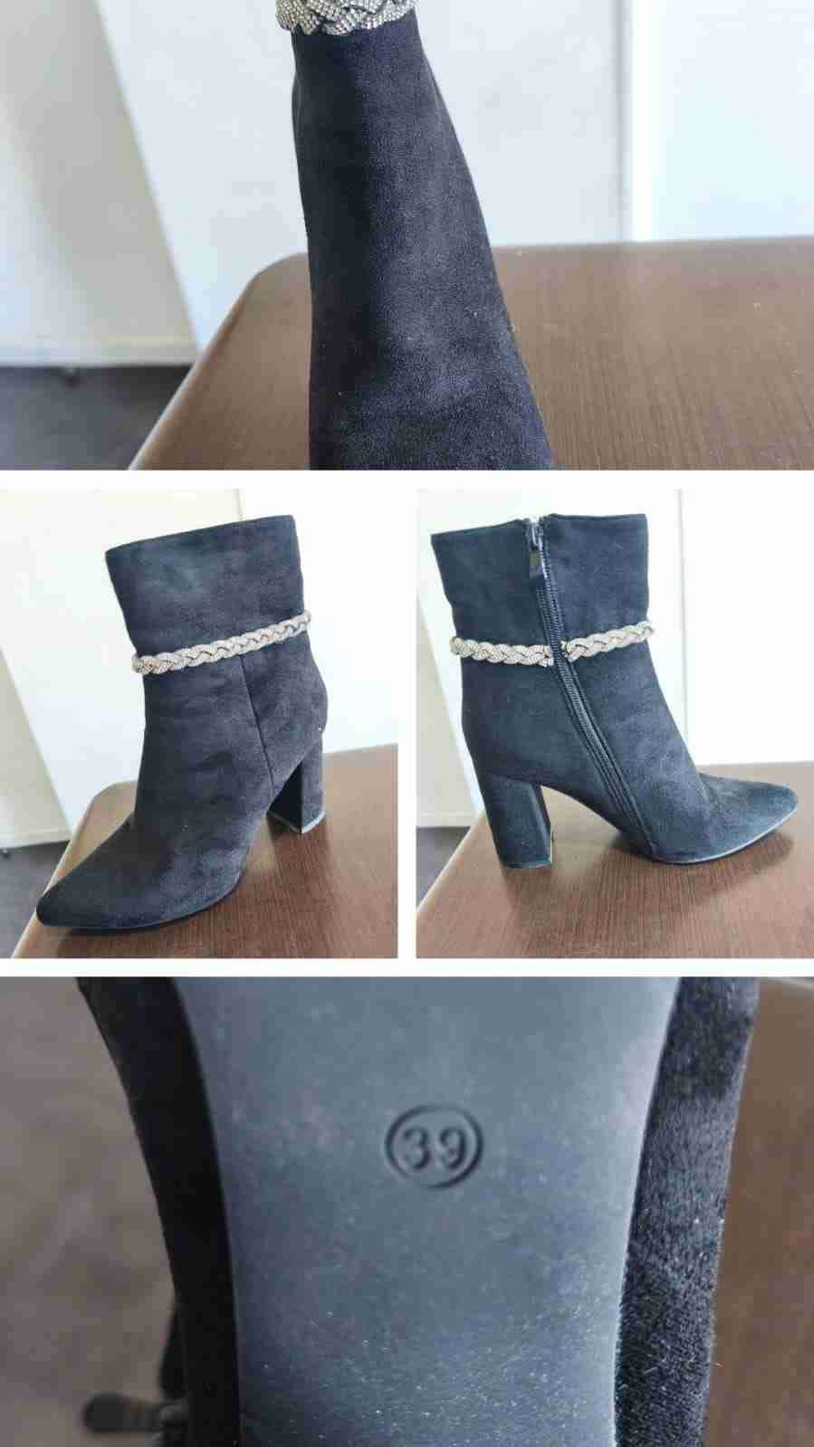 Botines negros con detalle tejido