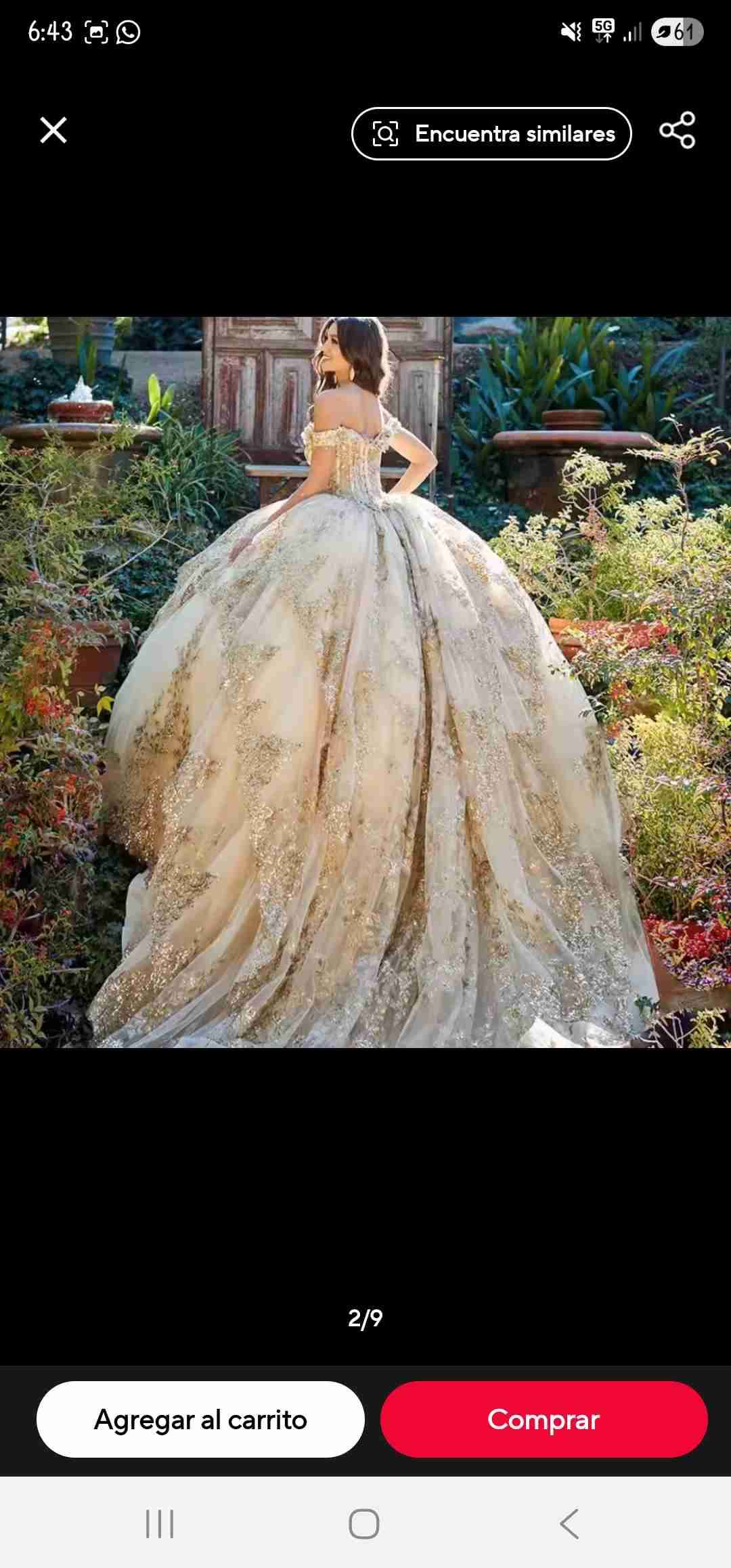 Vestido de gala bordado dorado - miniatura 2