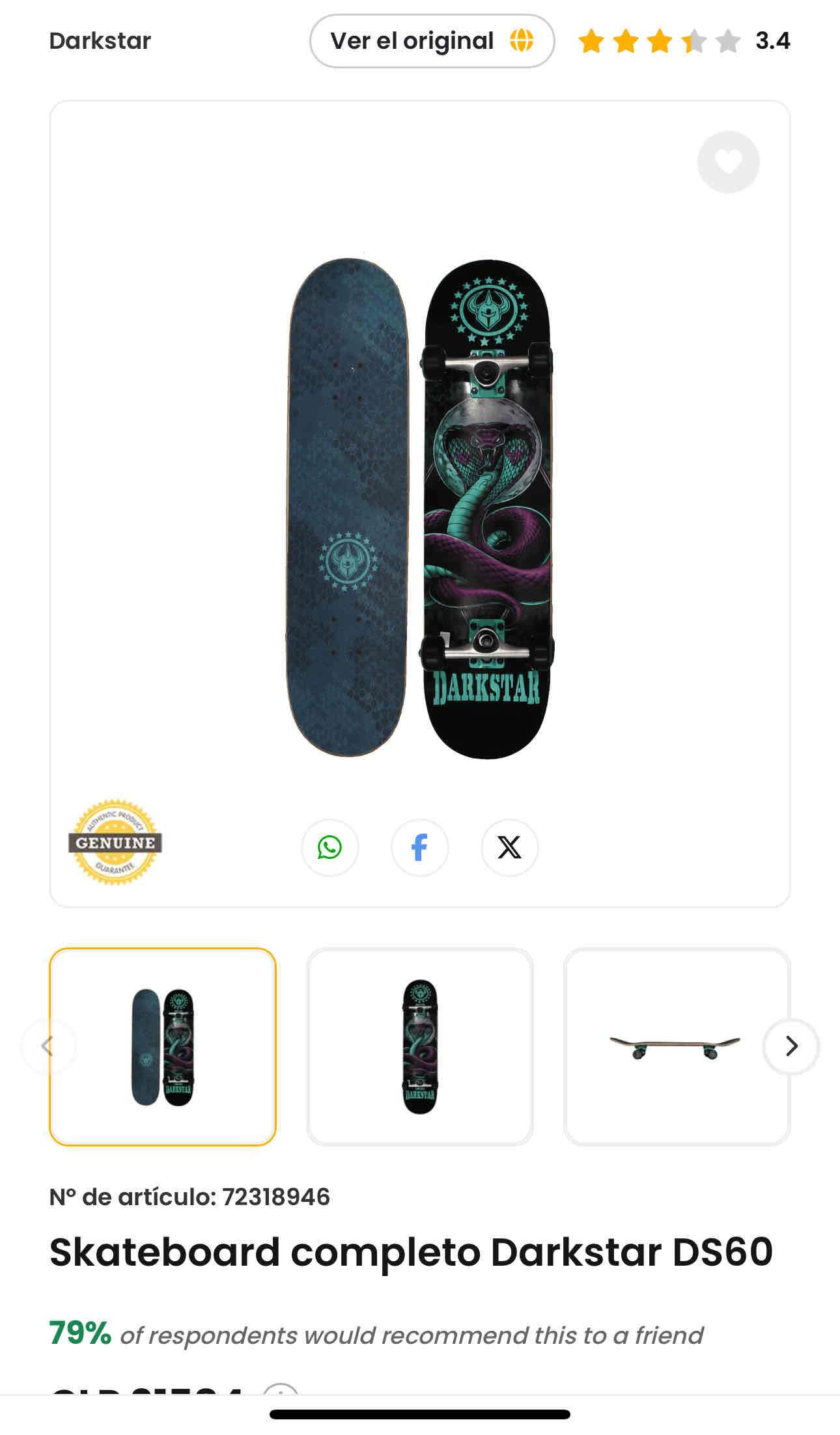 Skateboard completo Darkstar DS60 - miniatura 1