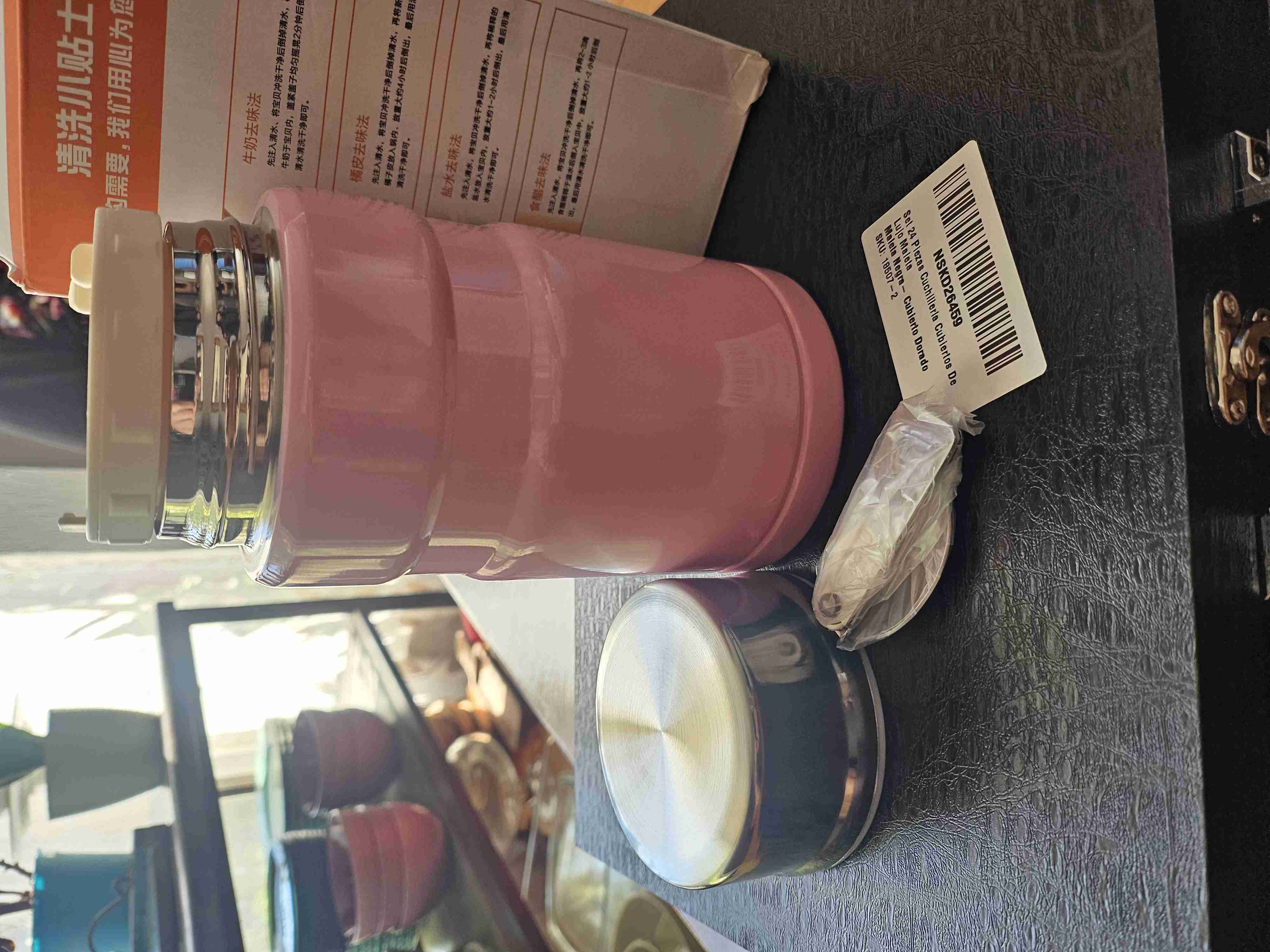 Termo rosado de acero inoxidable