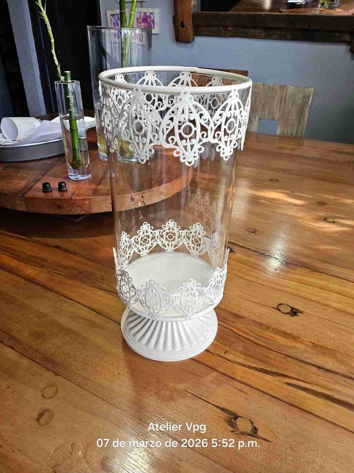 Portavelas de vidrio y metal - miniatura 2