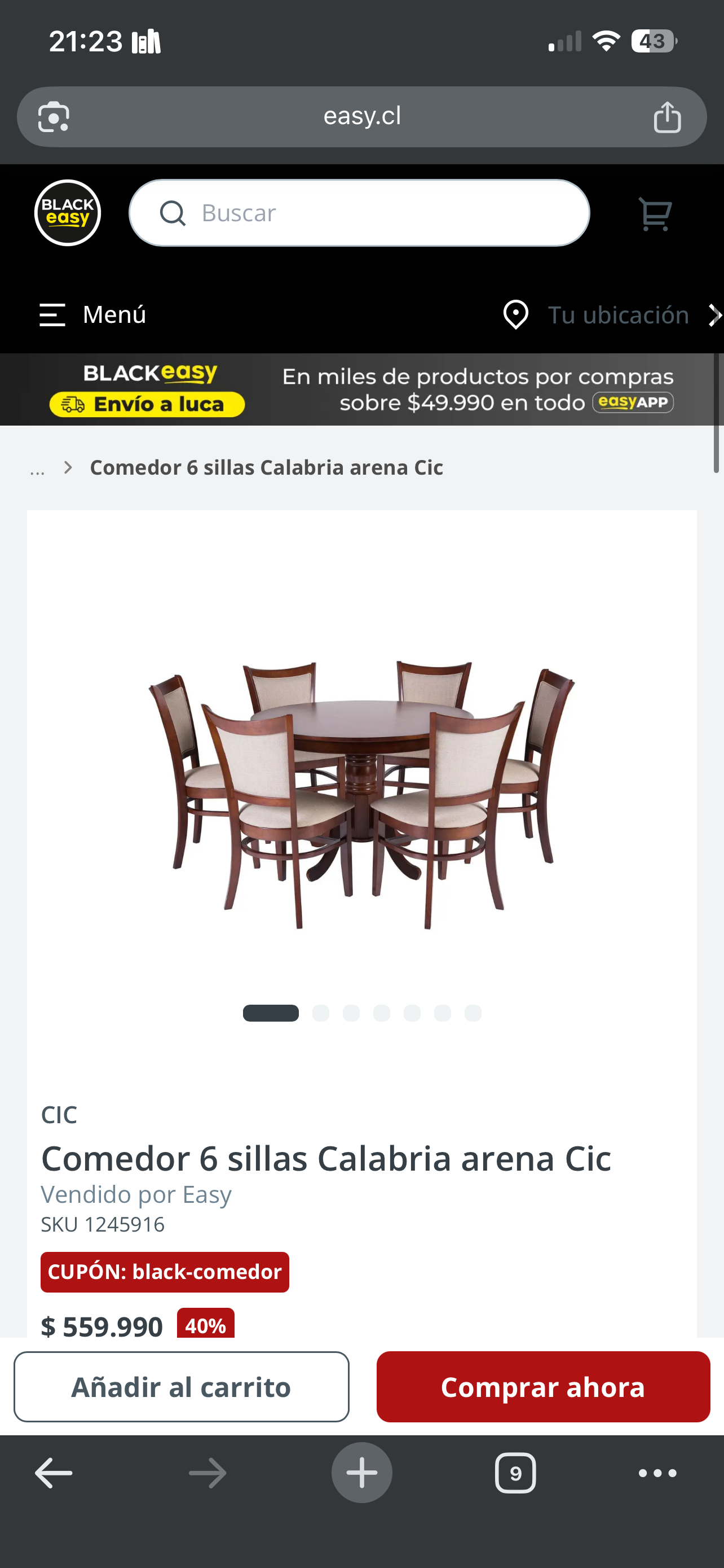 Mesa redonda marca CIC con 6 sillas - 4