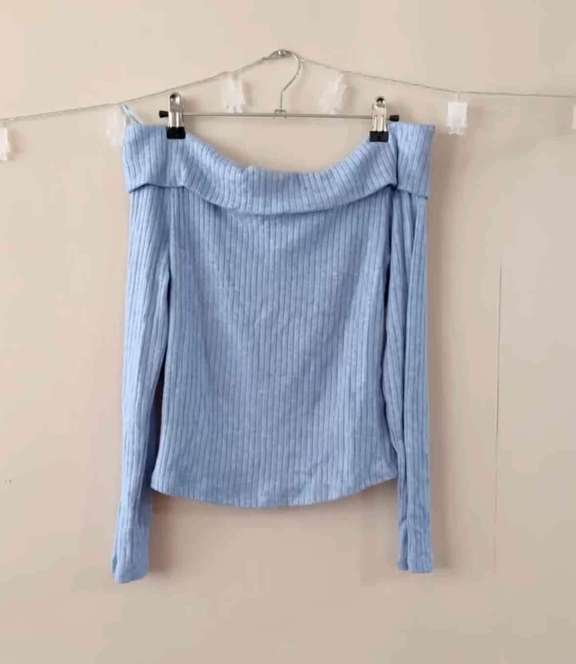 Chalequito top sin hombros celeste - 1