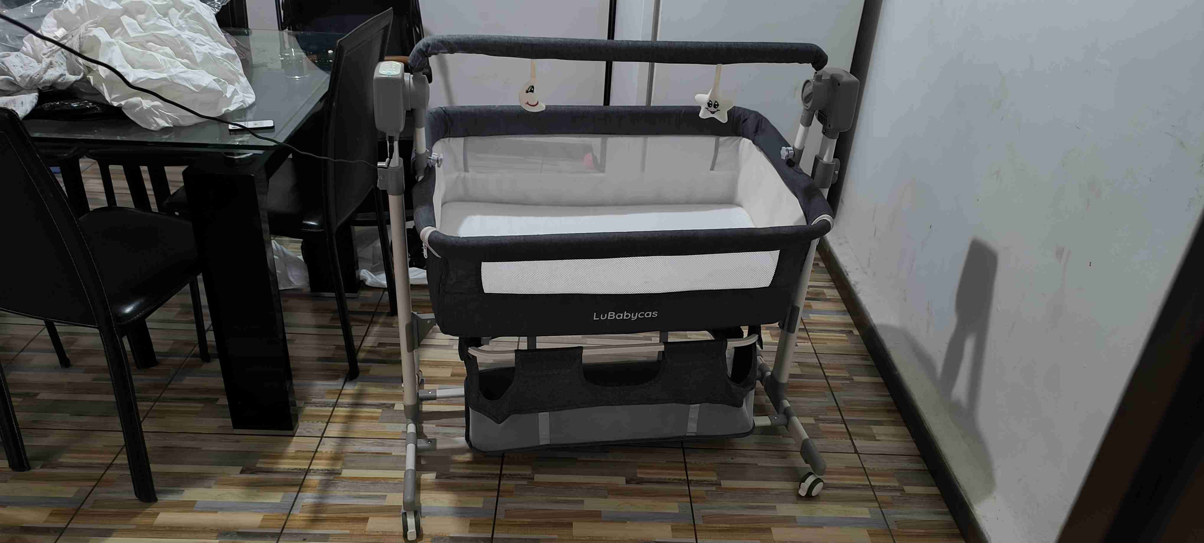 Cuna colecho gris LuBabycas mecedora 5 velocidades - miniatura 1