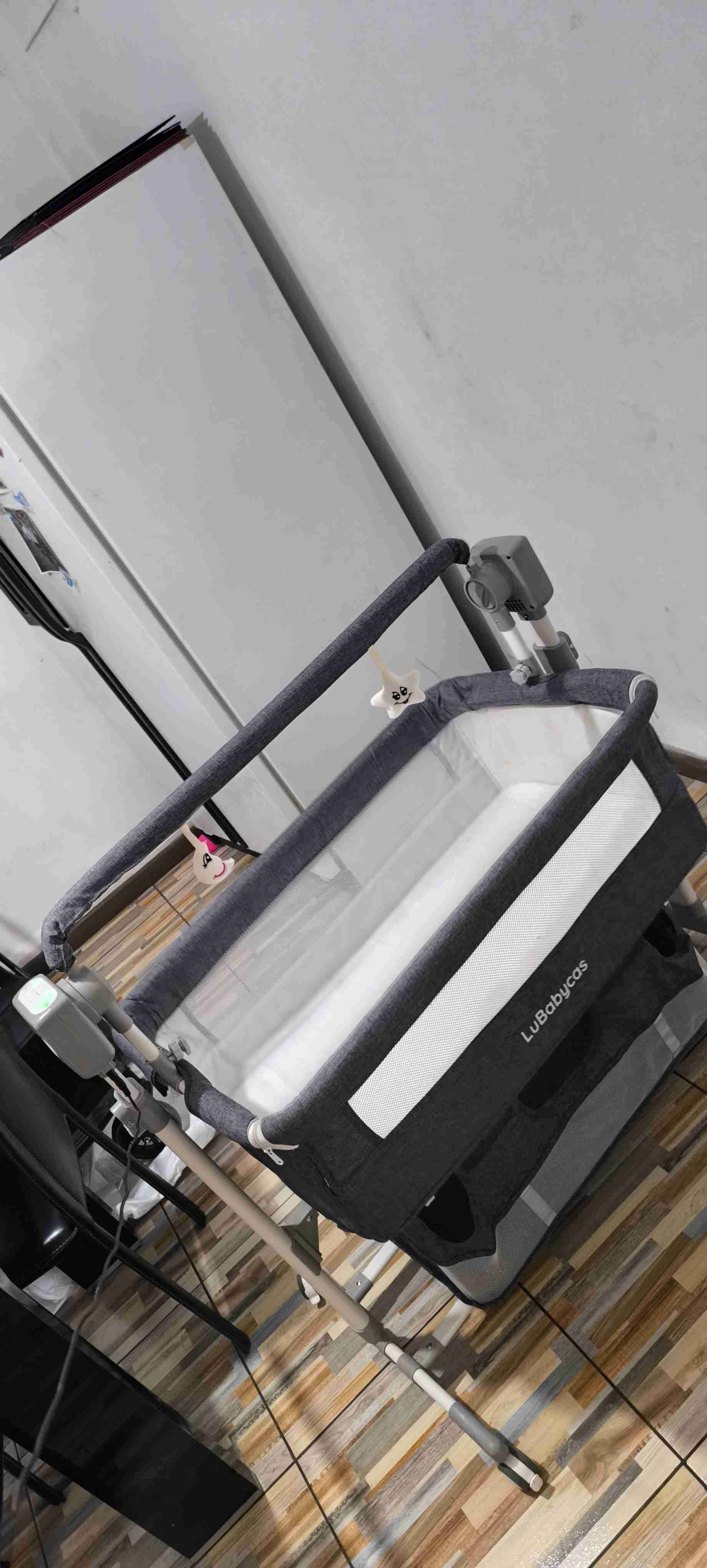 Cuna colecho gris LuBabycas mecedora 5 velocidades - miniatura 2