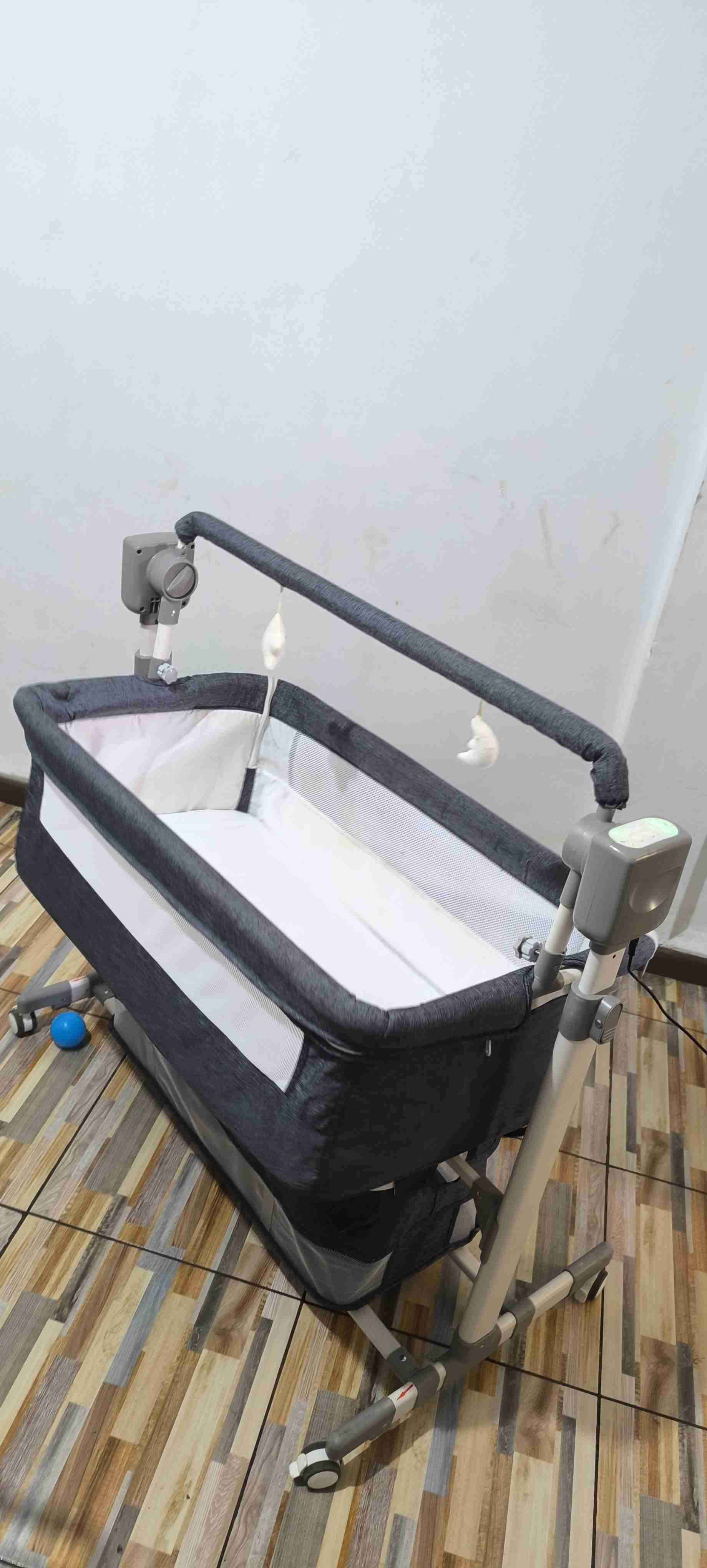 Cuna colecho gris LuBabycas mecedora 5 velocidades - miniatura 4