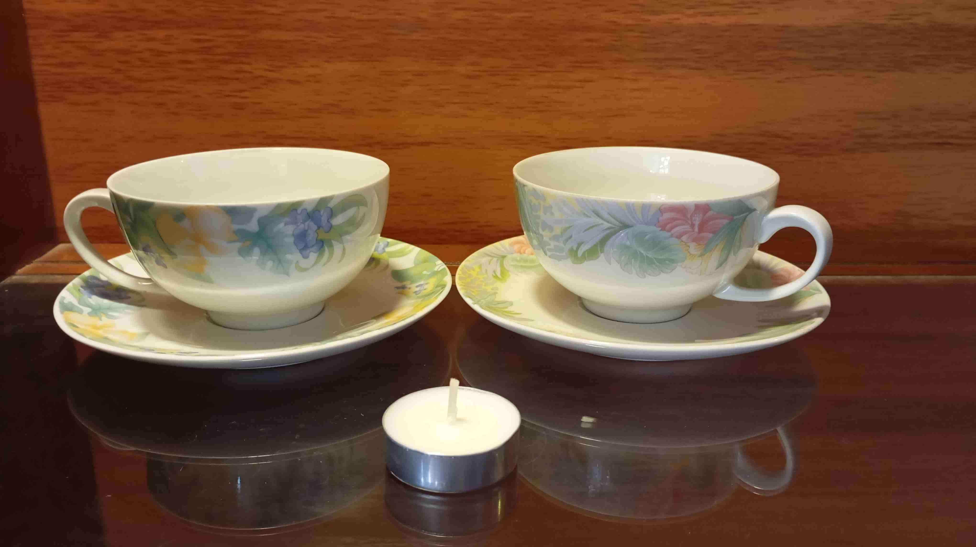 Duo de tazas de porcelana floral - miniatura 3