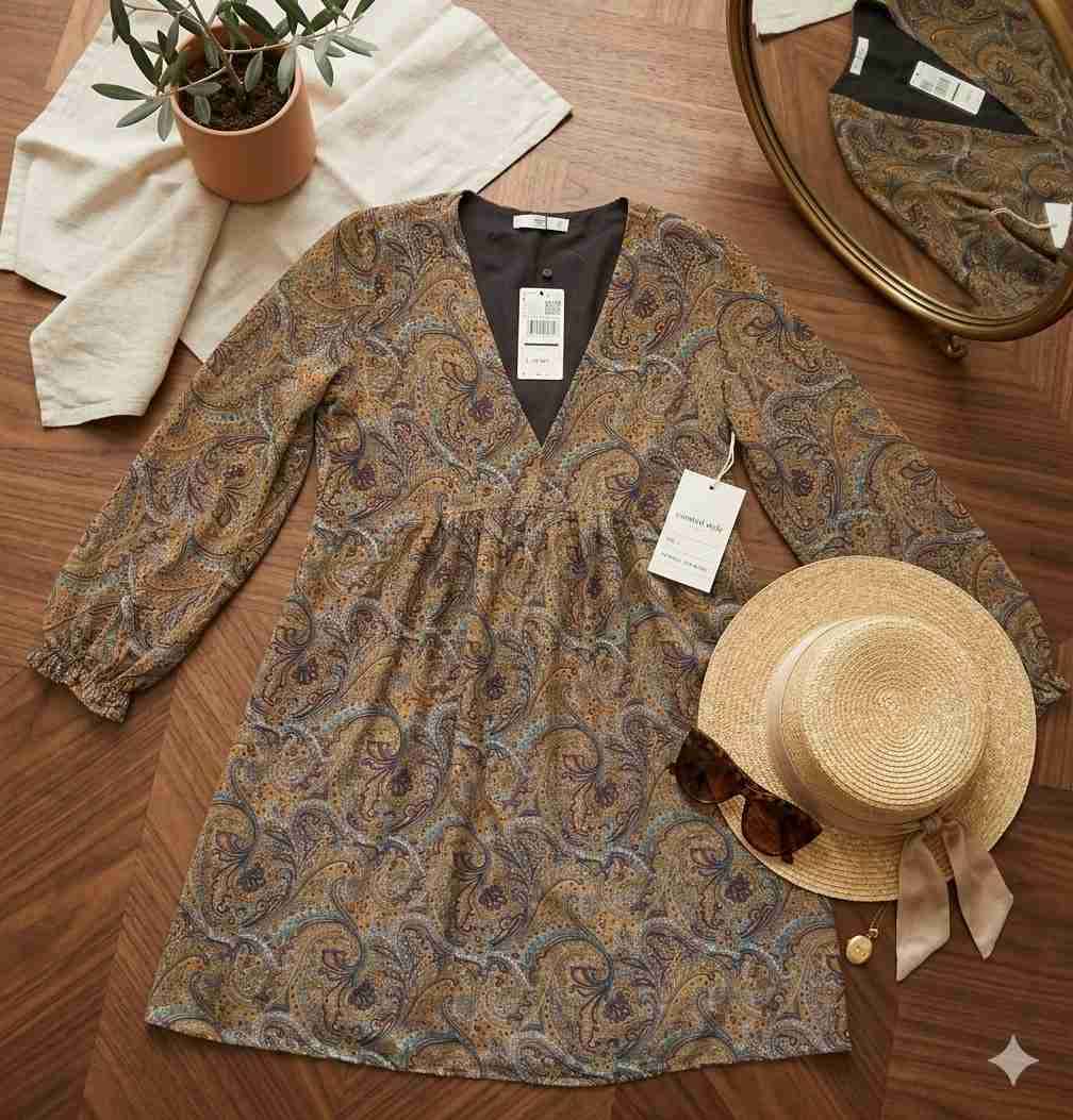 Vestido NUEVO estampado MNG casual - miniatura 3