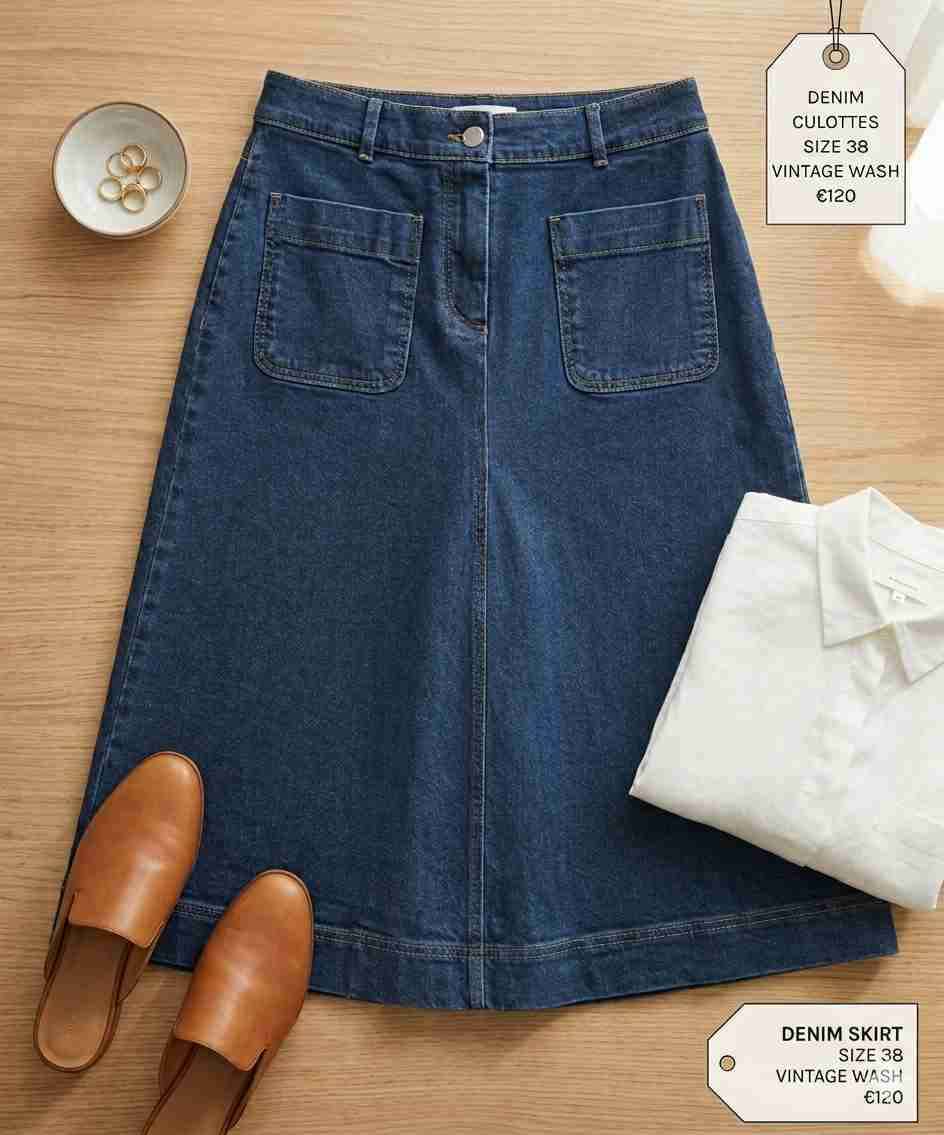 Falda jeans azul midi - miniatura 2