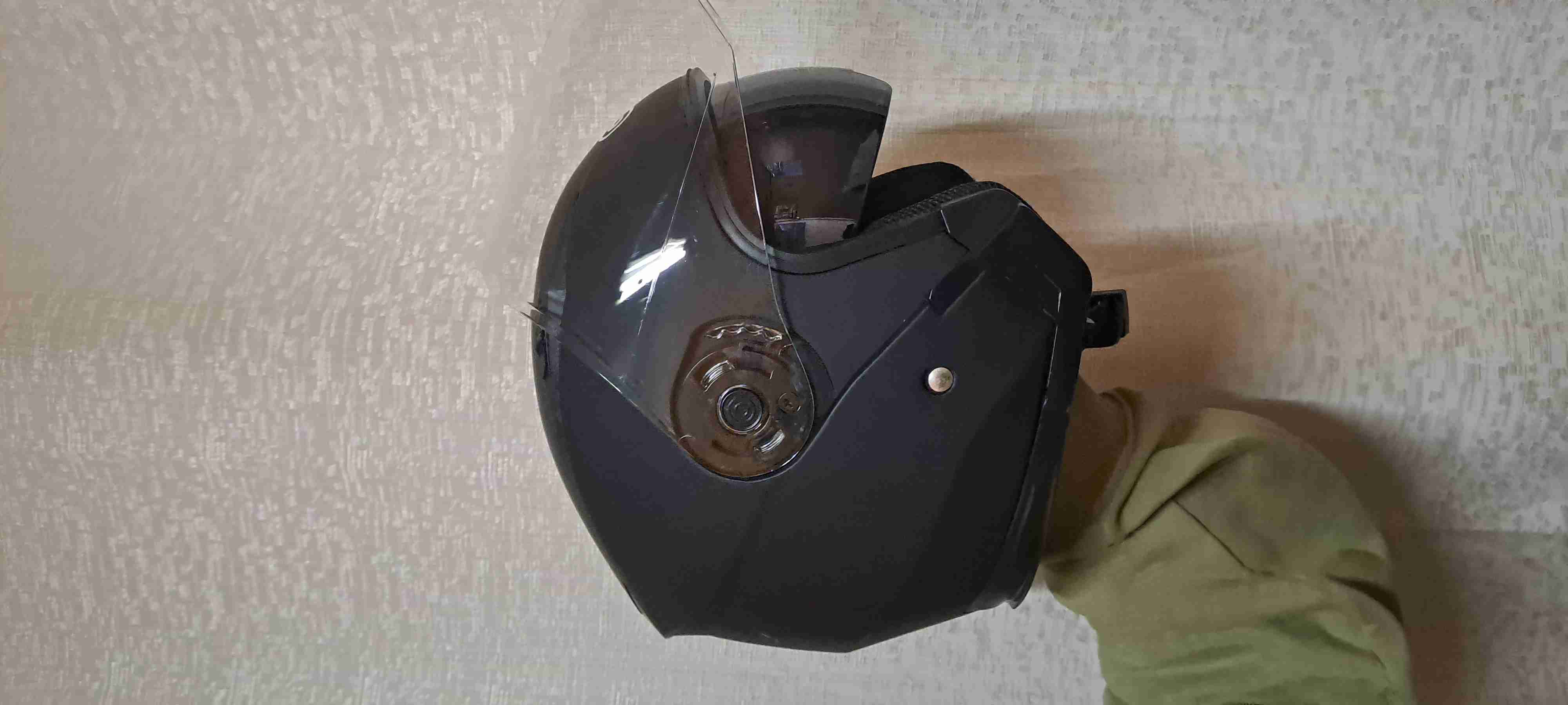 Casco de moto negro con visor - miniatura 2