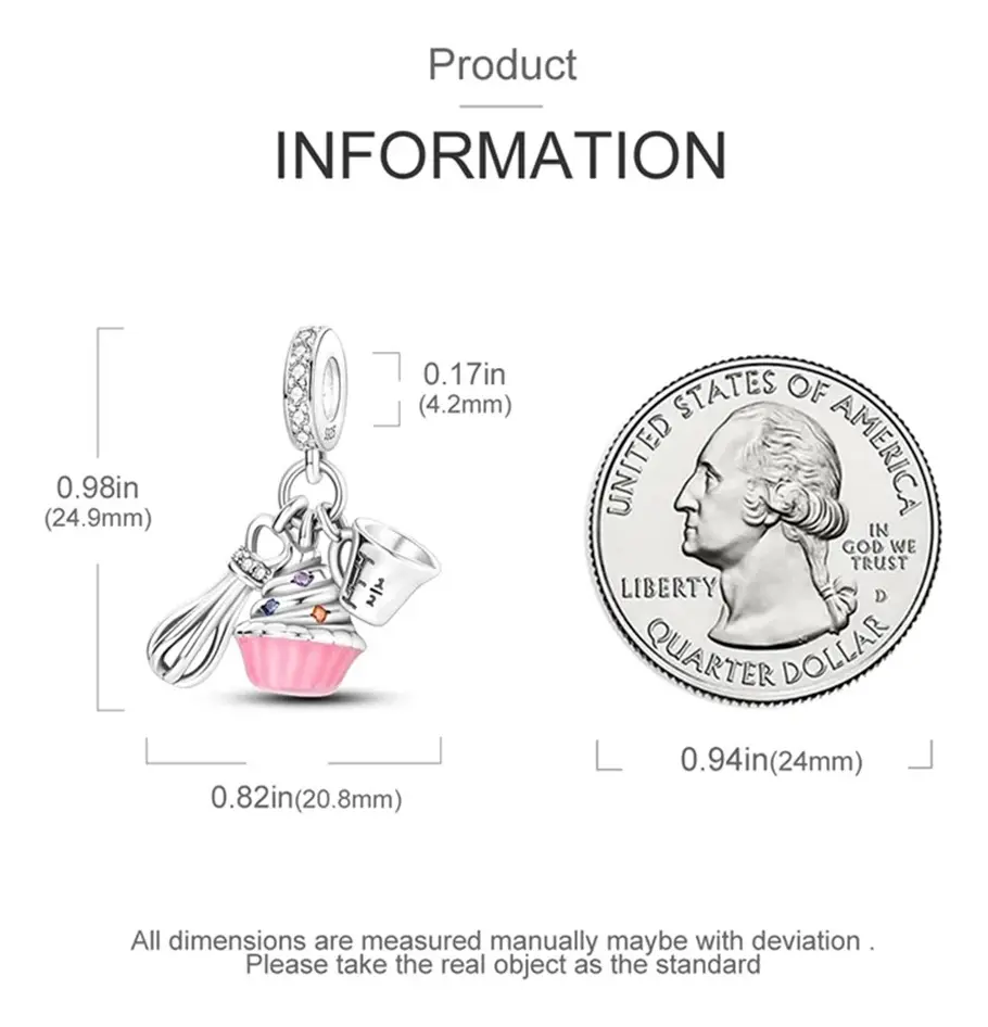 Charm Cupcake Rosado – Plata 925 🧁✨ - miniatura 3