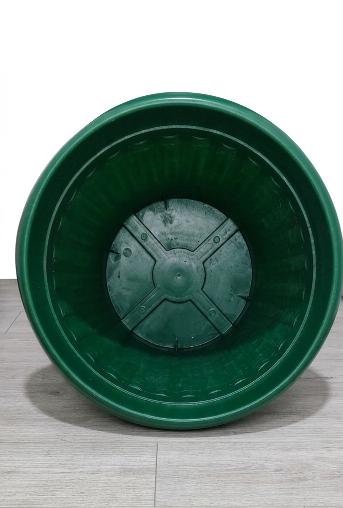 Macetero plástico verde grande - miniatura 2