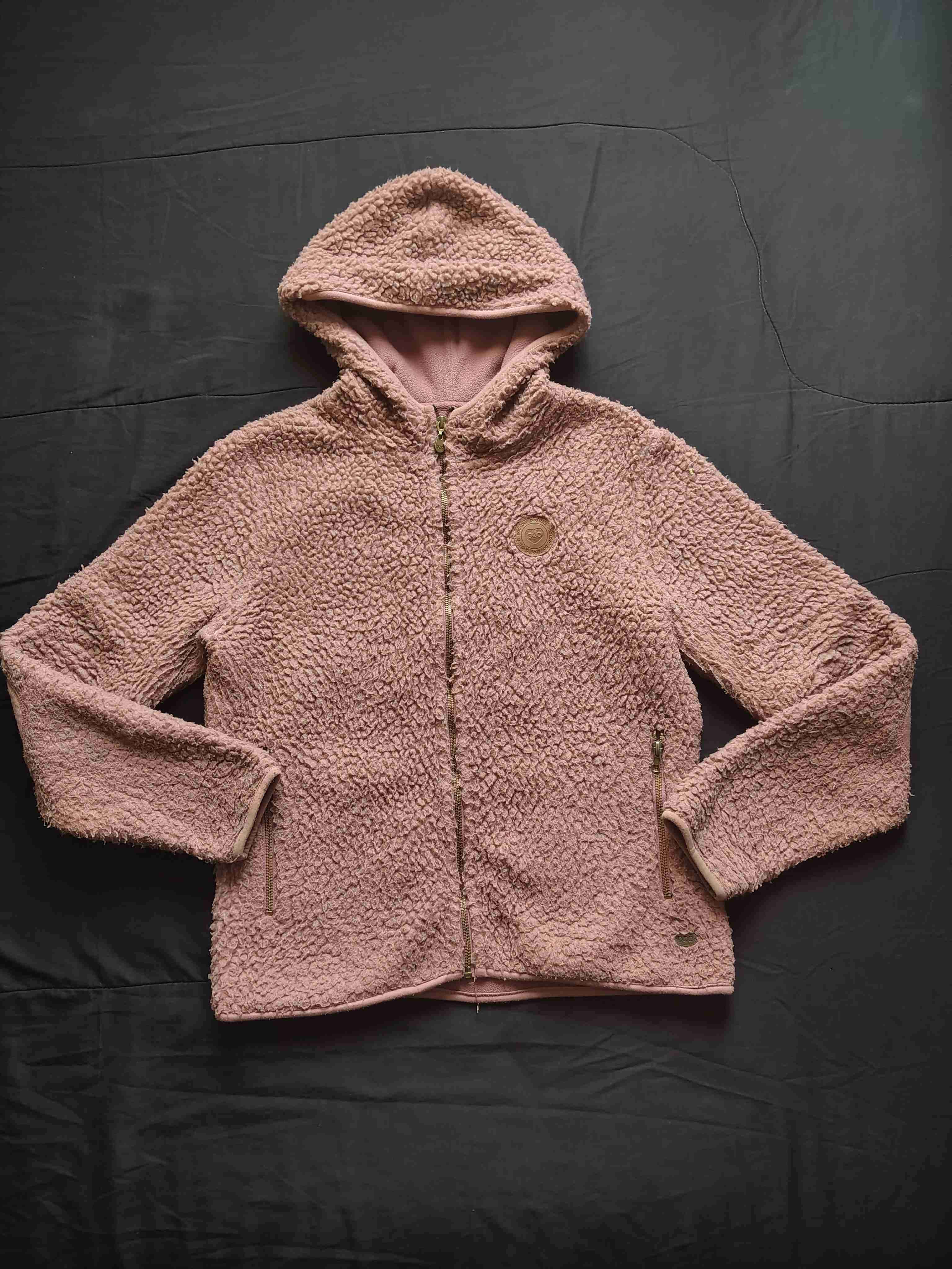 Chaqueta polar rosada con capucha - 1