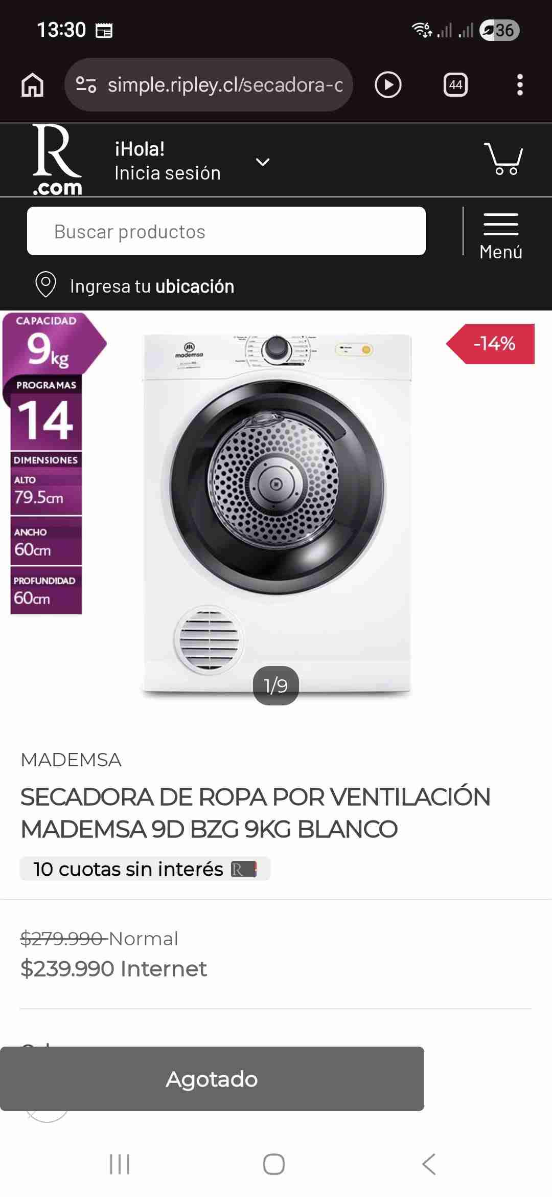 Secadora Mademsa algodon carga frontal - miniatura 4