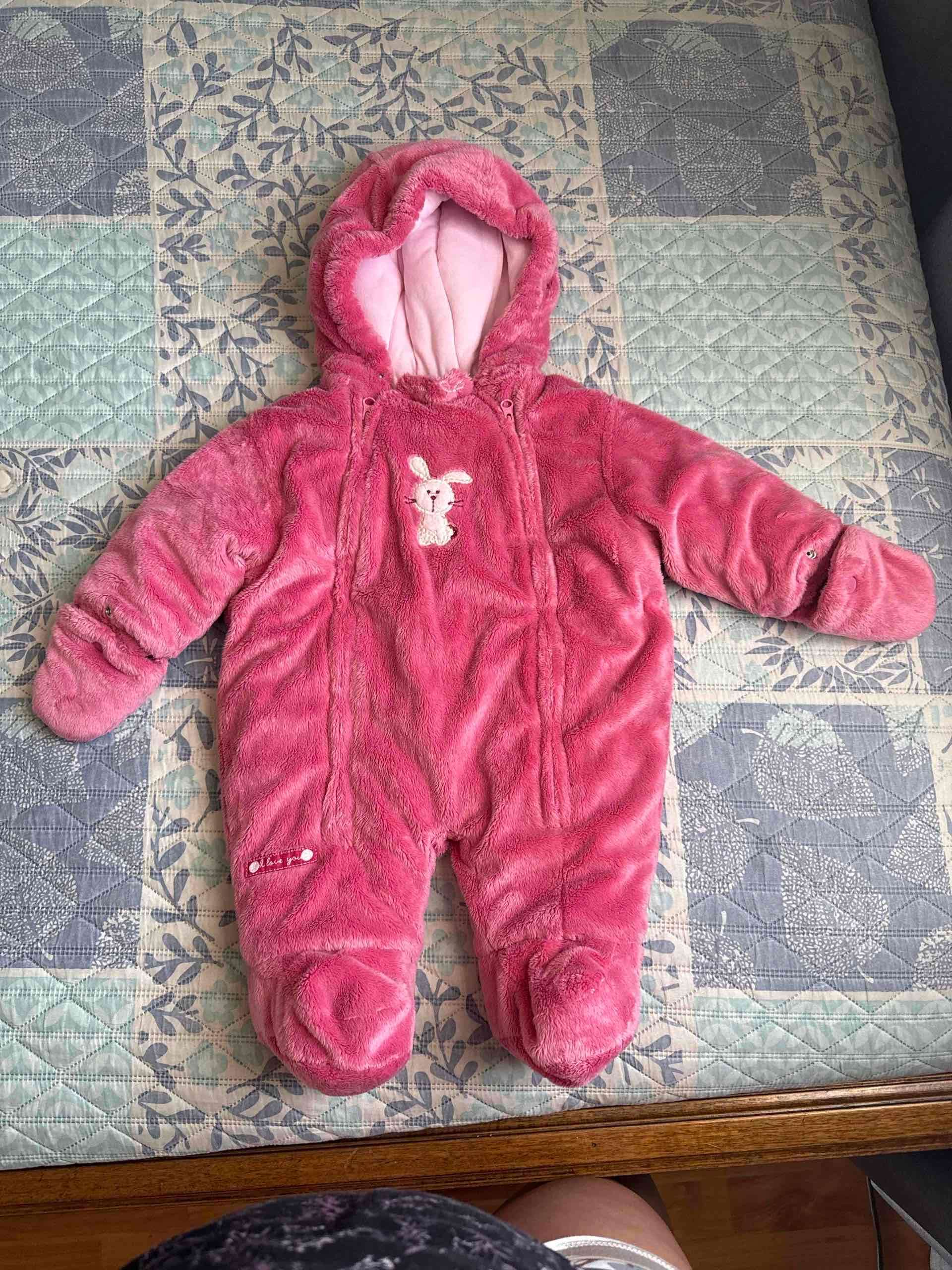 Enterito de peluche rosa para bebé - miniatura 1