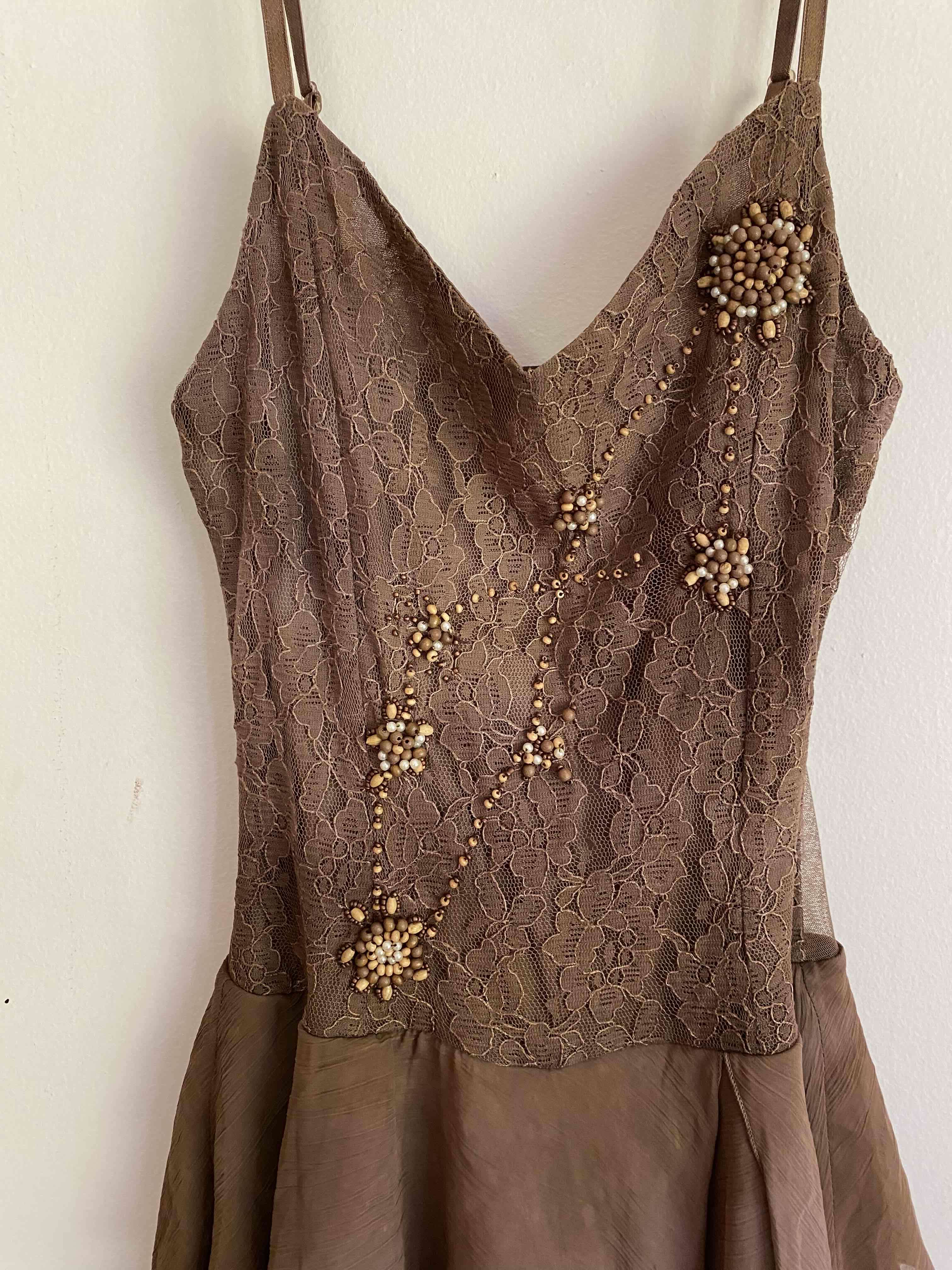 Vestido  fiesta color café TS - miniatura 2