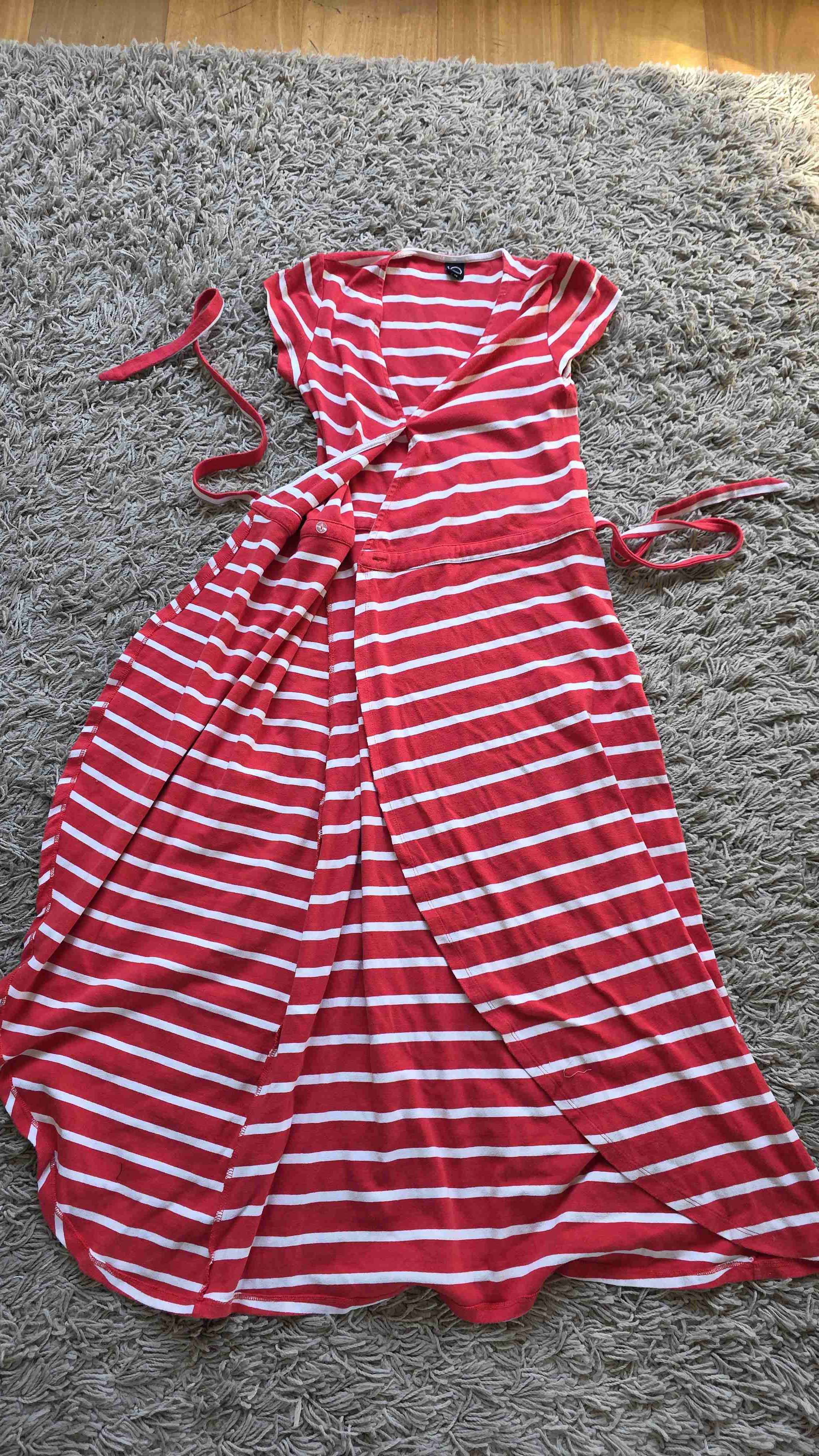 Vestido rayado rojo blanco - miniatura 3