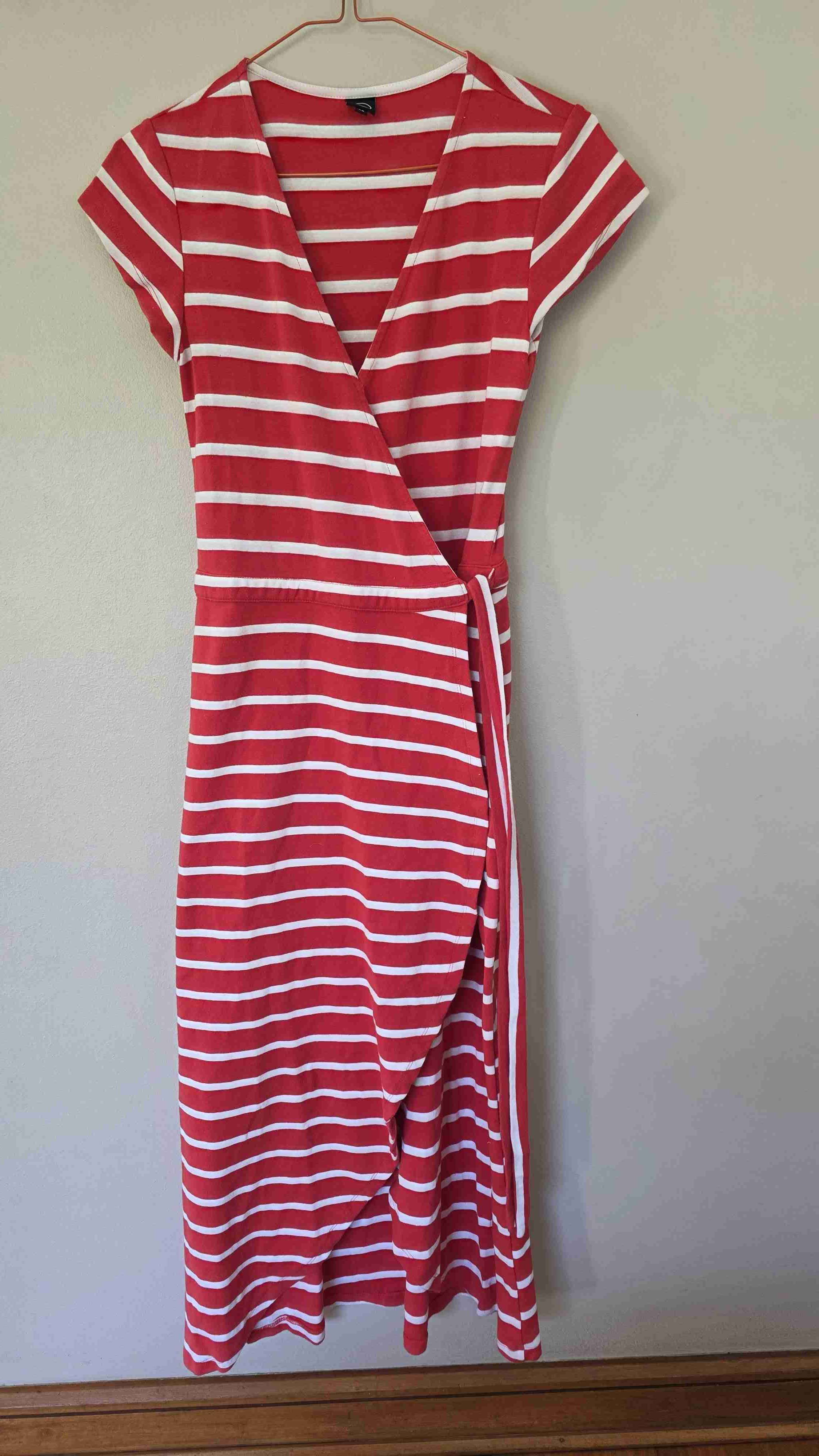 Vestido rayado rojo blanco - miniatura 4