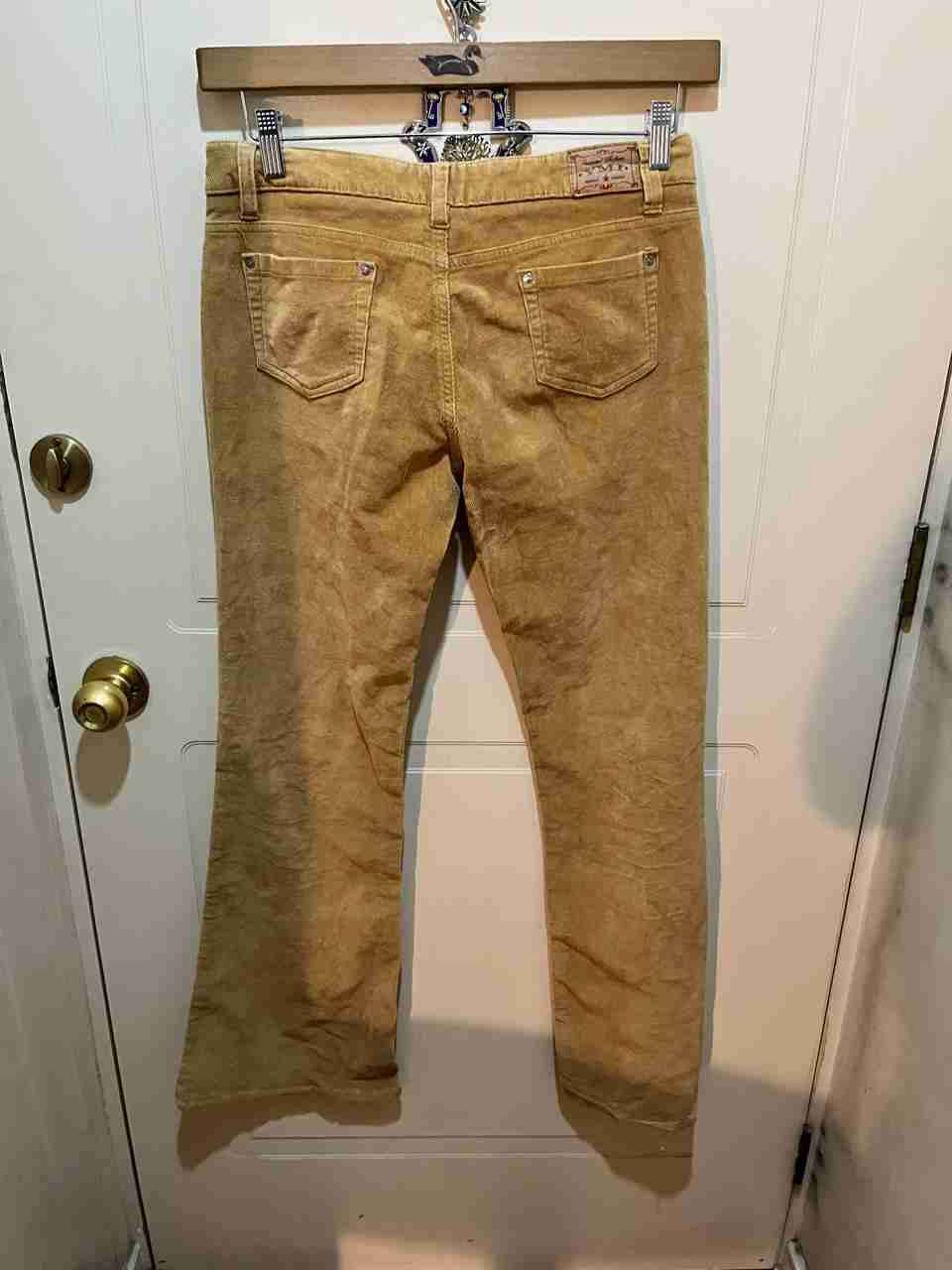 Pantalón de cotele tiro bajo color camel talla 40 - miniatura 2