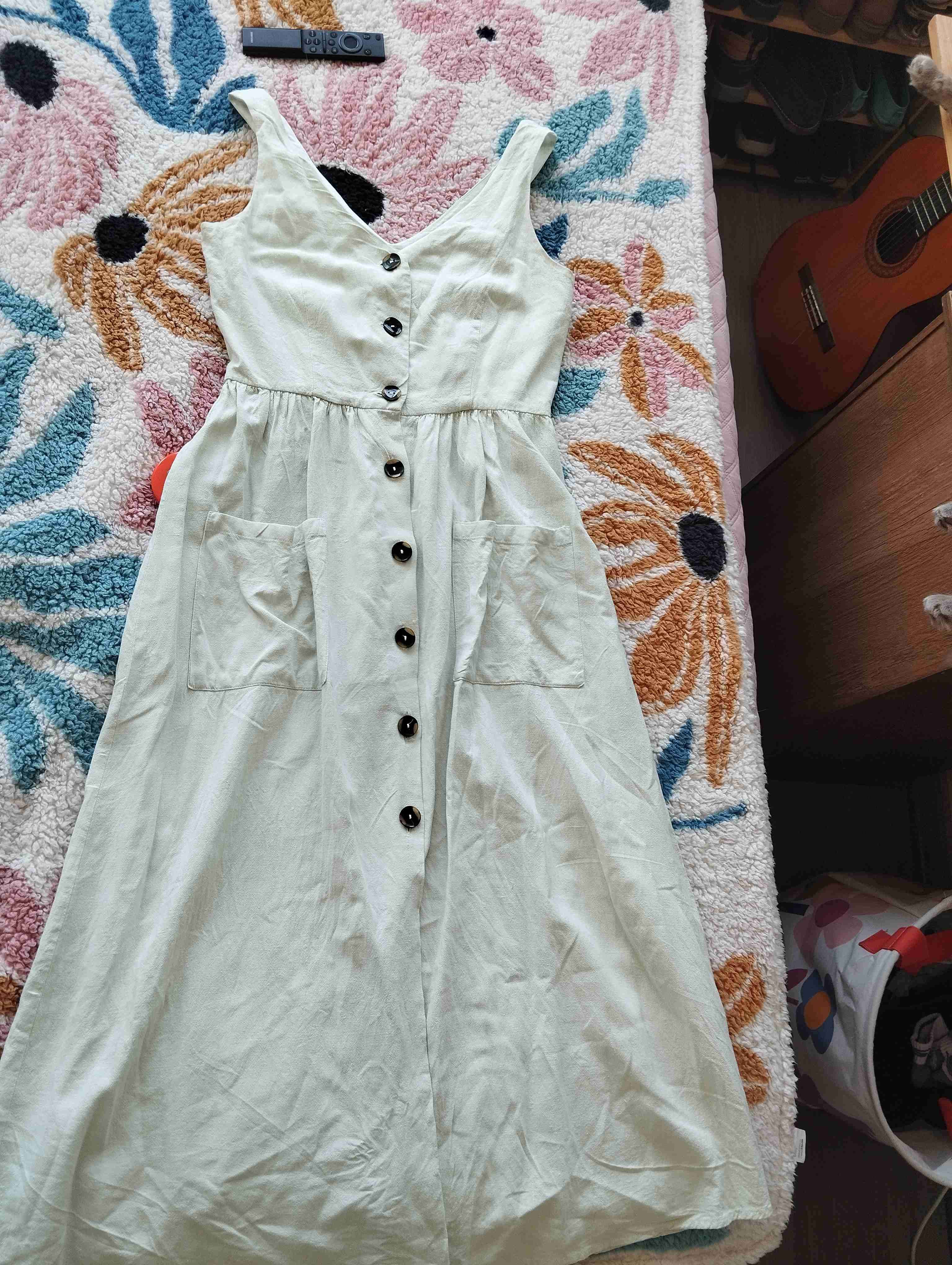 Vestido lino con botones - 1