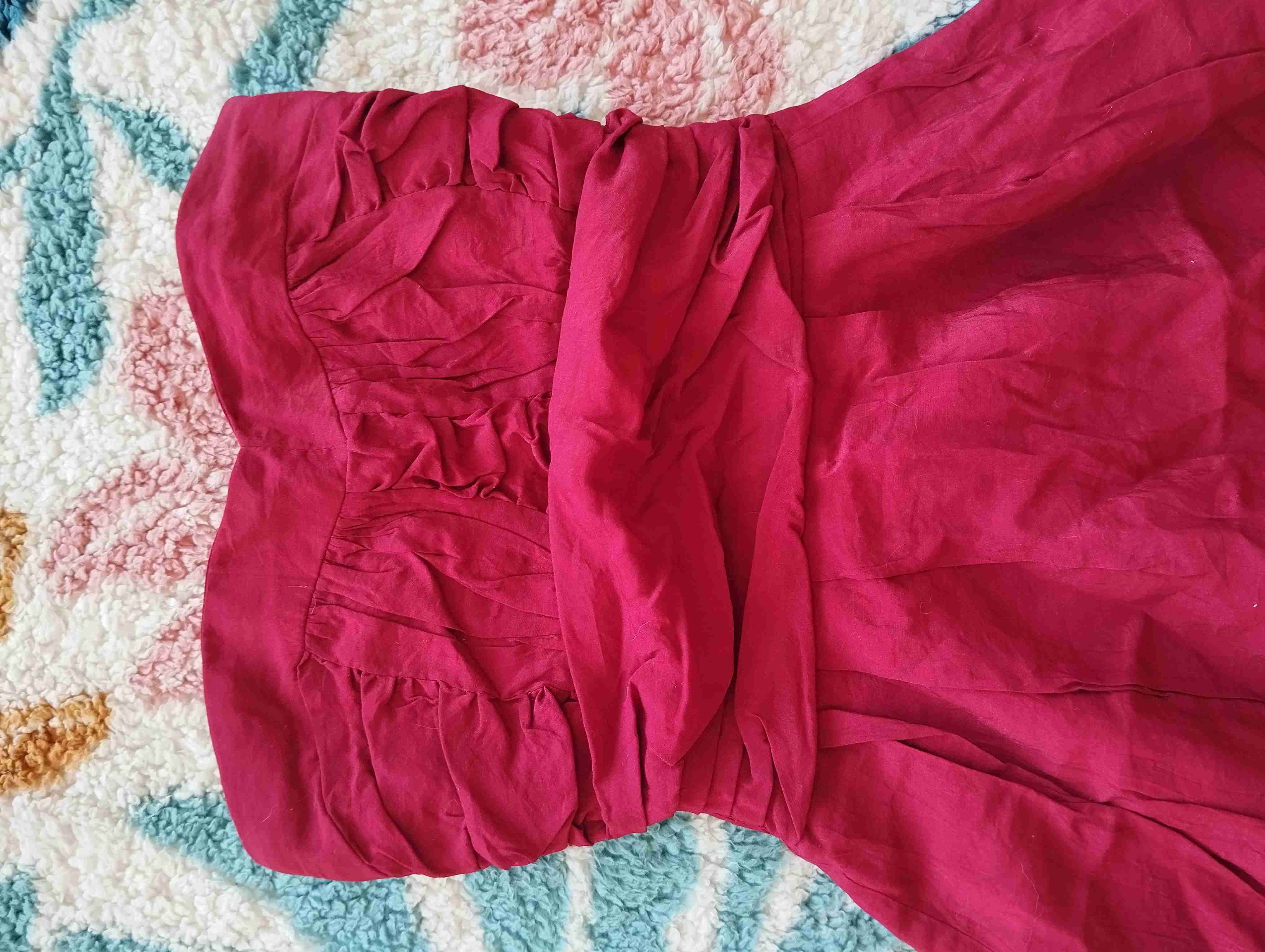 Vestido corto rojo strapless - 4