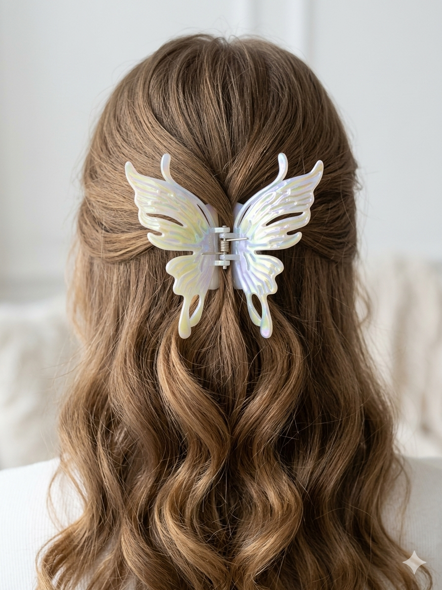 Pinza de cabello mariposa rosa - miniatura 3