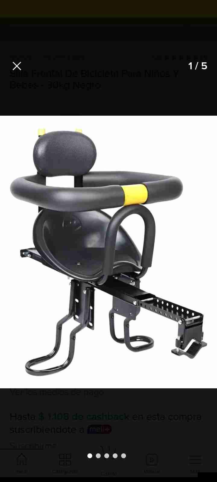 Asiento frontal para bicicleta negro - 1