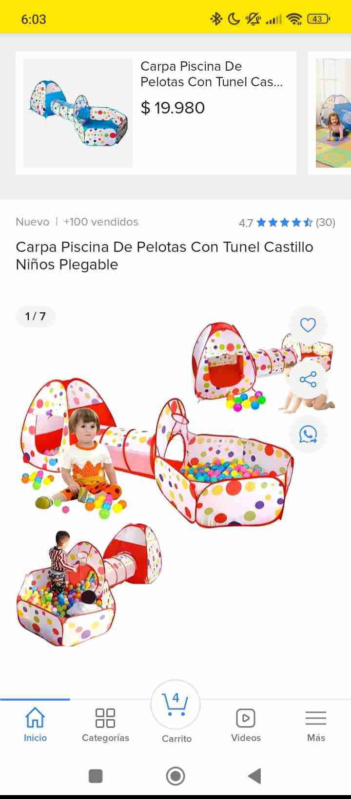 Carpa piscina de pelotas con túnel