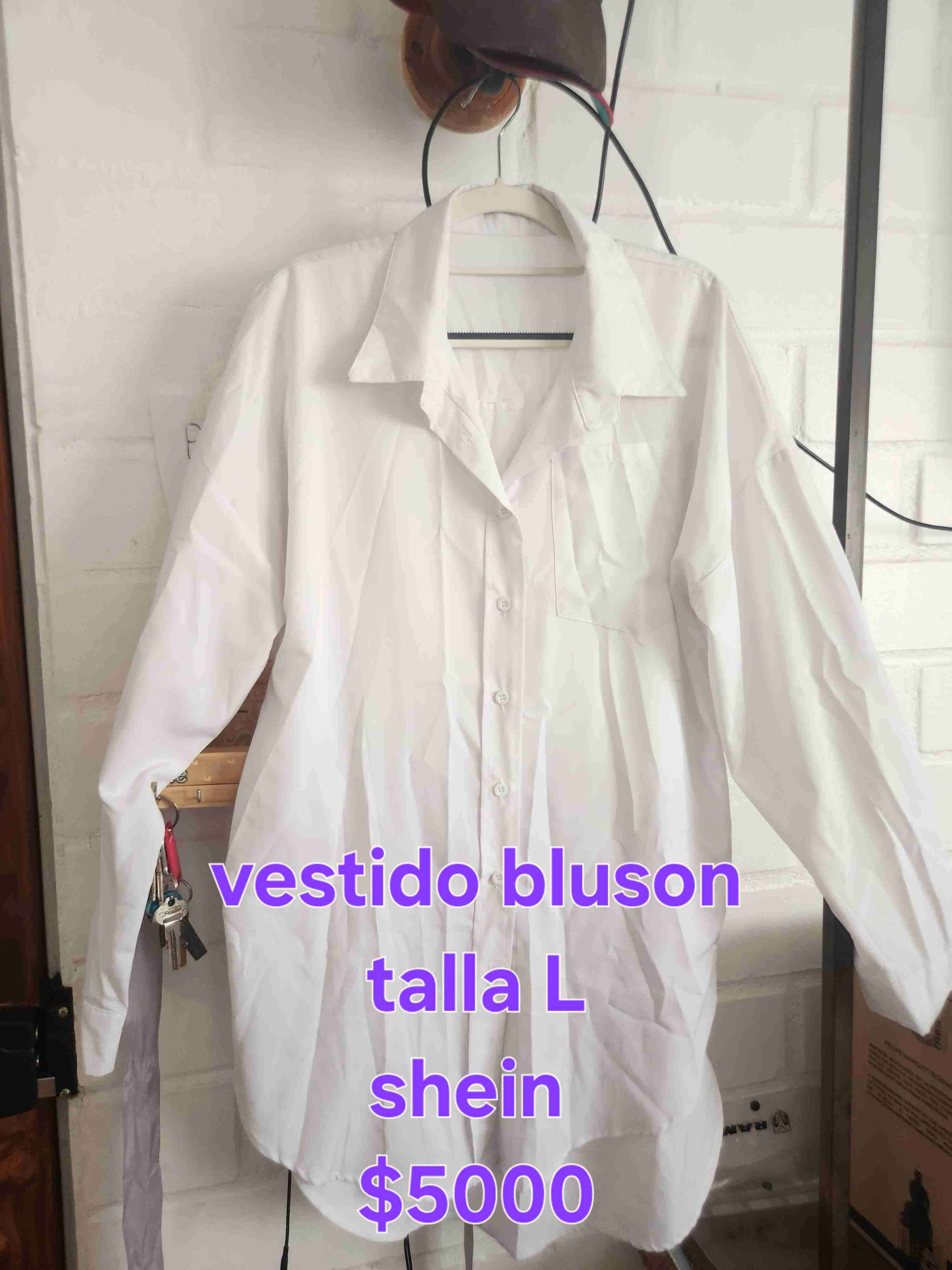 Vestido blusón blanco Shein L