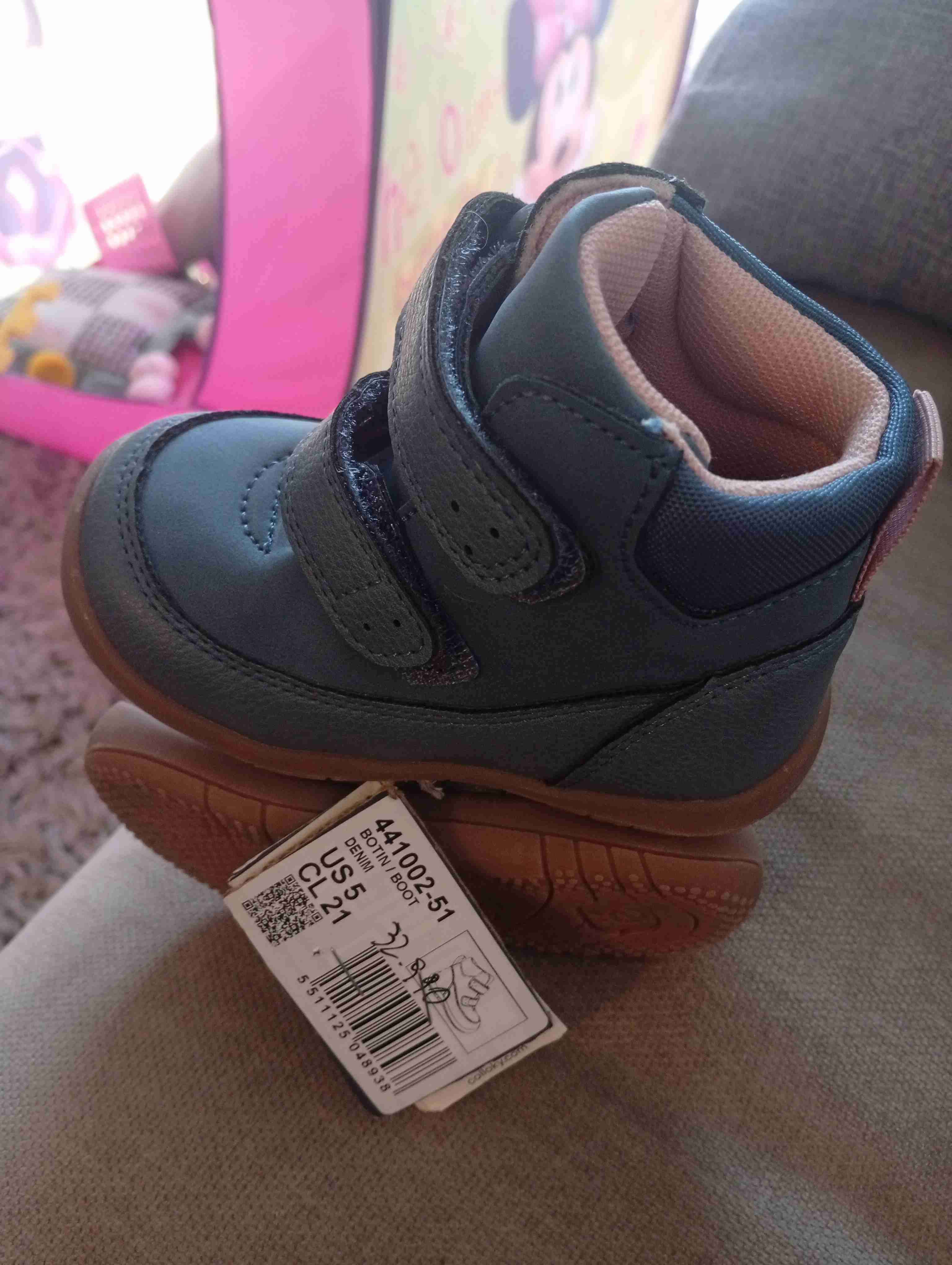 Zapatos infantiles azul marino con rosado - miniatura 1