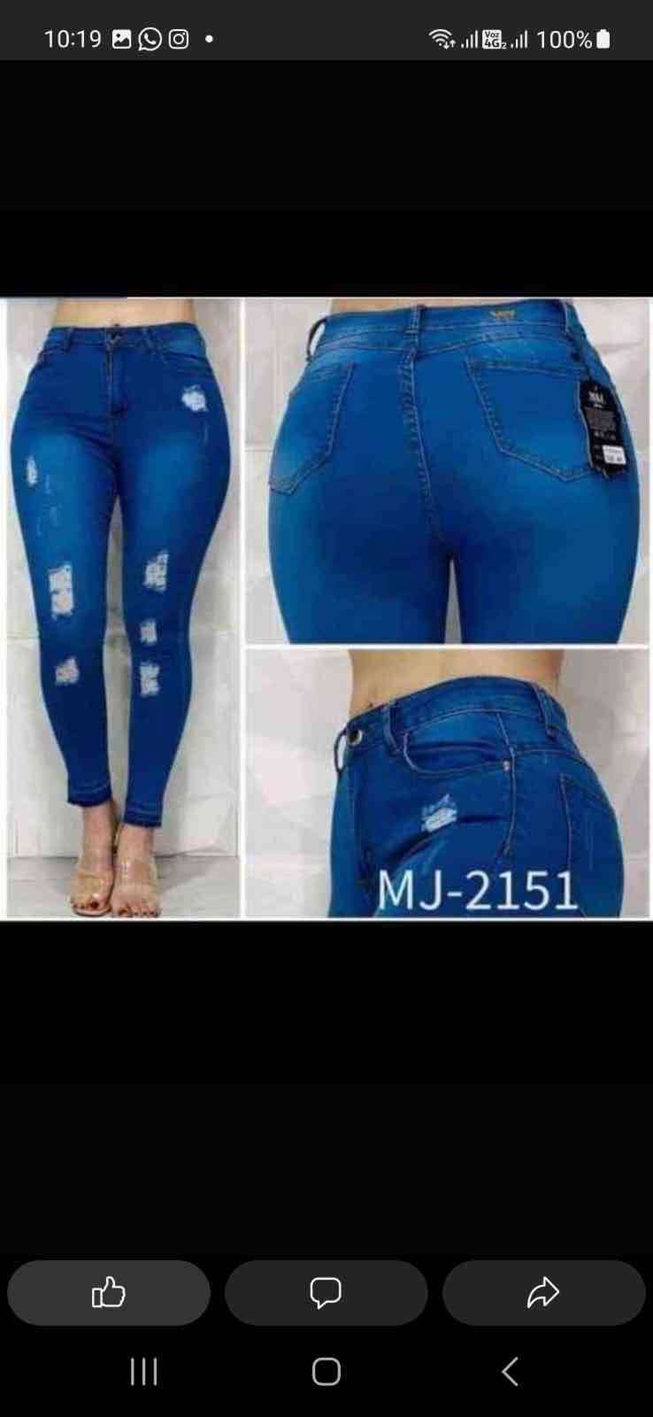 Jeans pitillo azul rasgados - miniatura 6