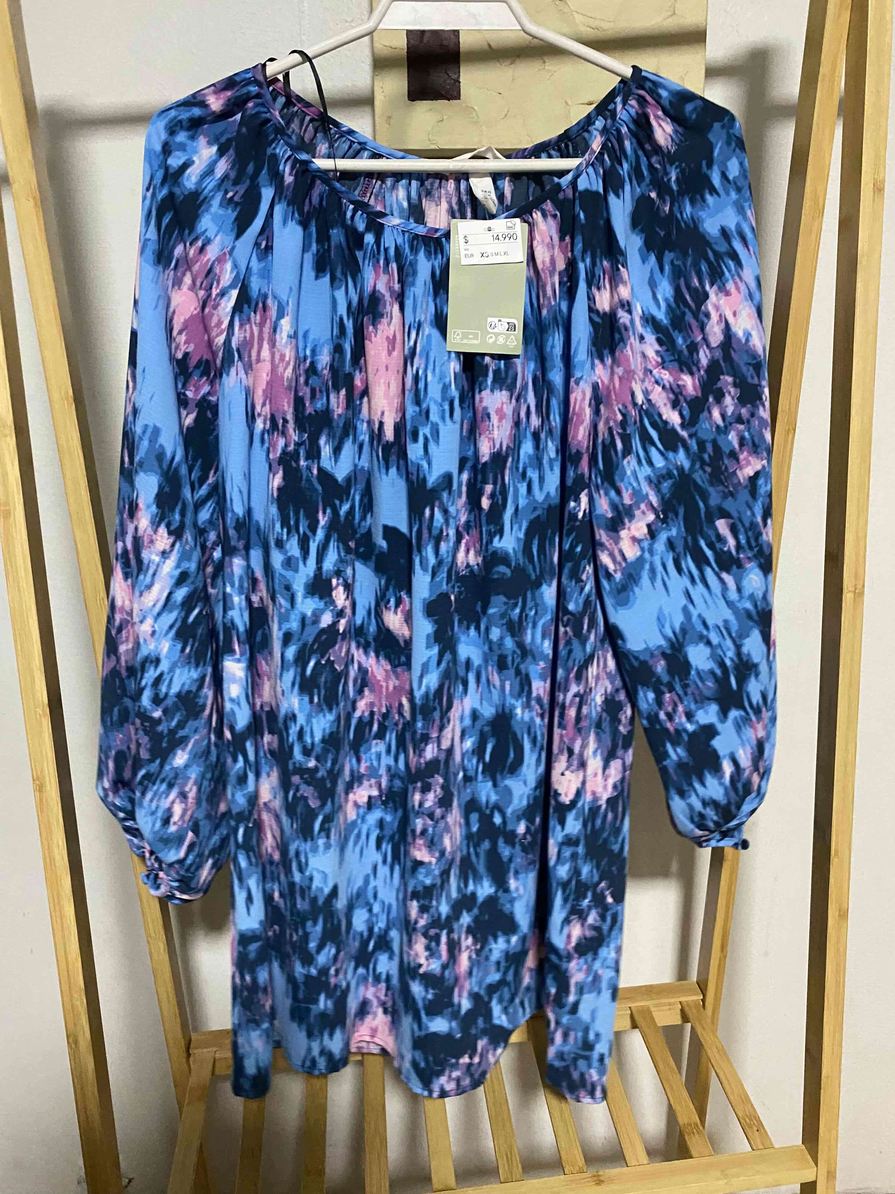 Vestido estampado azul y rosa hym s