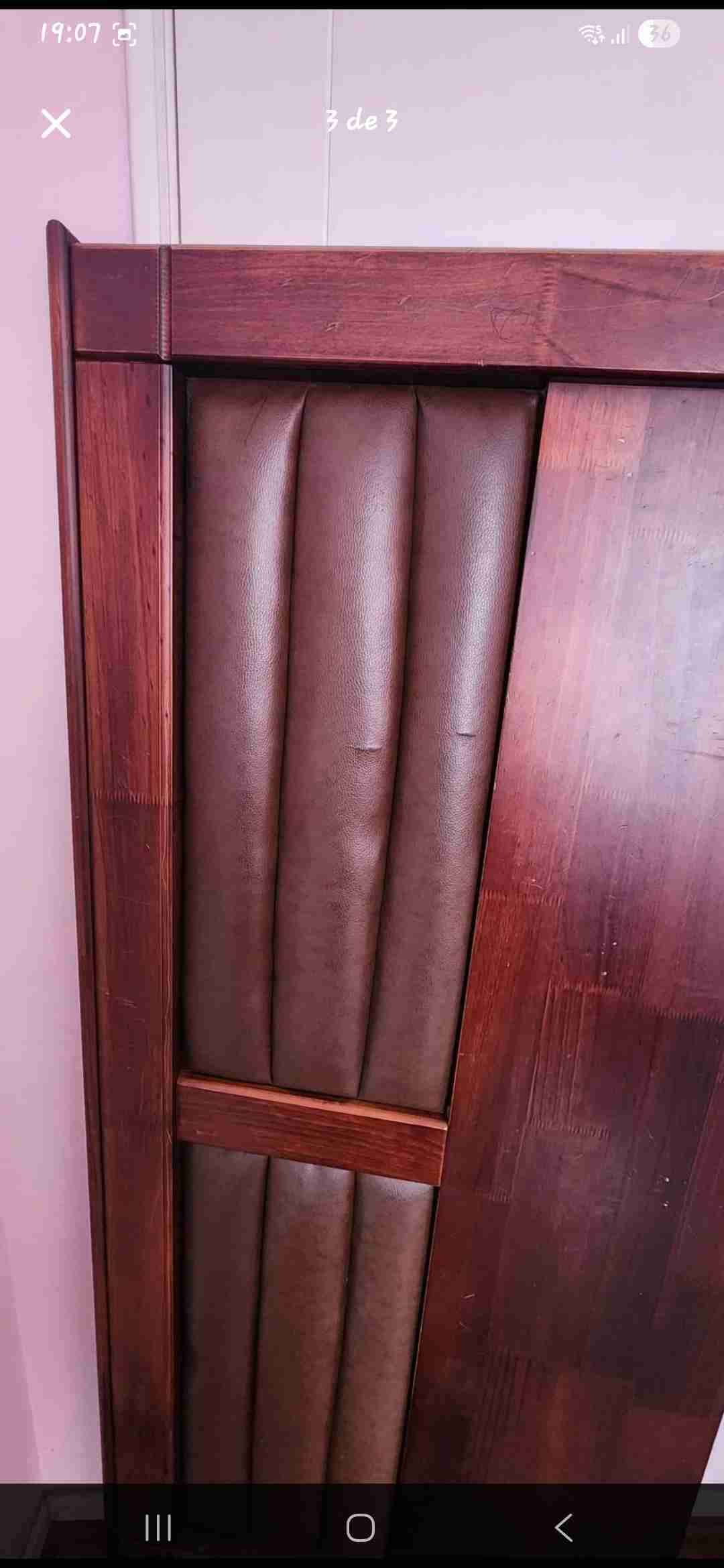 Cabecero de cama madera oscura 2 plazas - miniatura 1