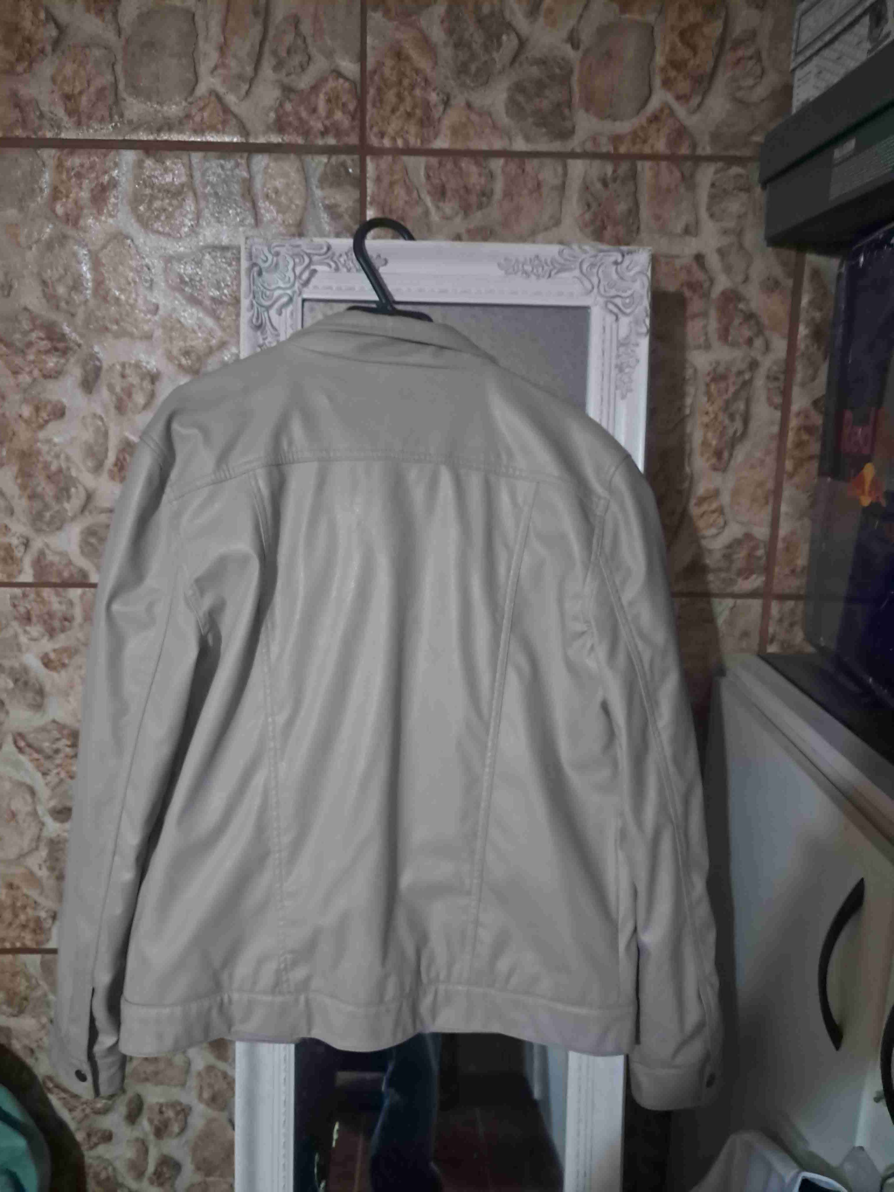 Chaqueta de cuero beige - miniatura 3