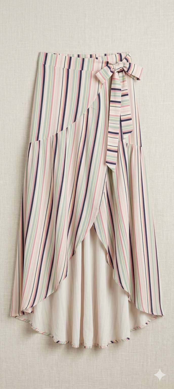 Falda midi rayada con lazo - miniatura 2