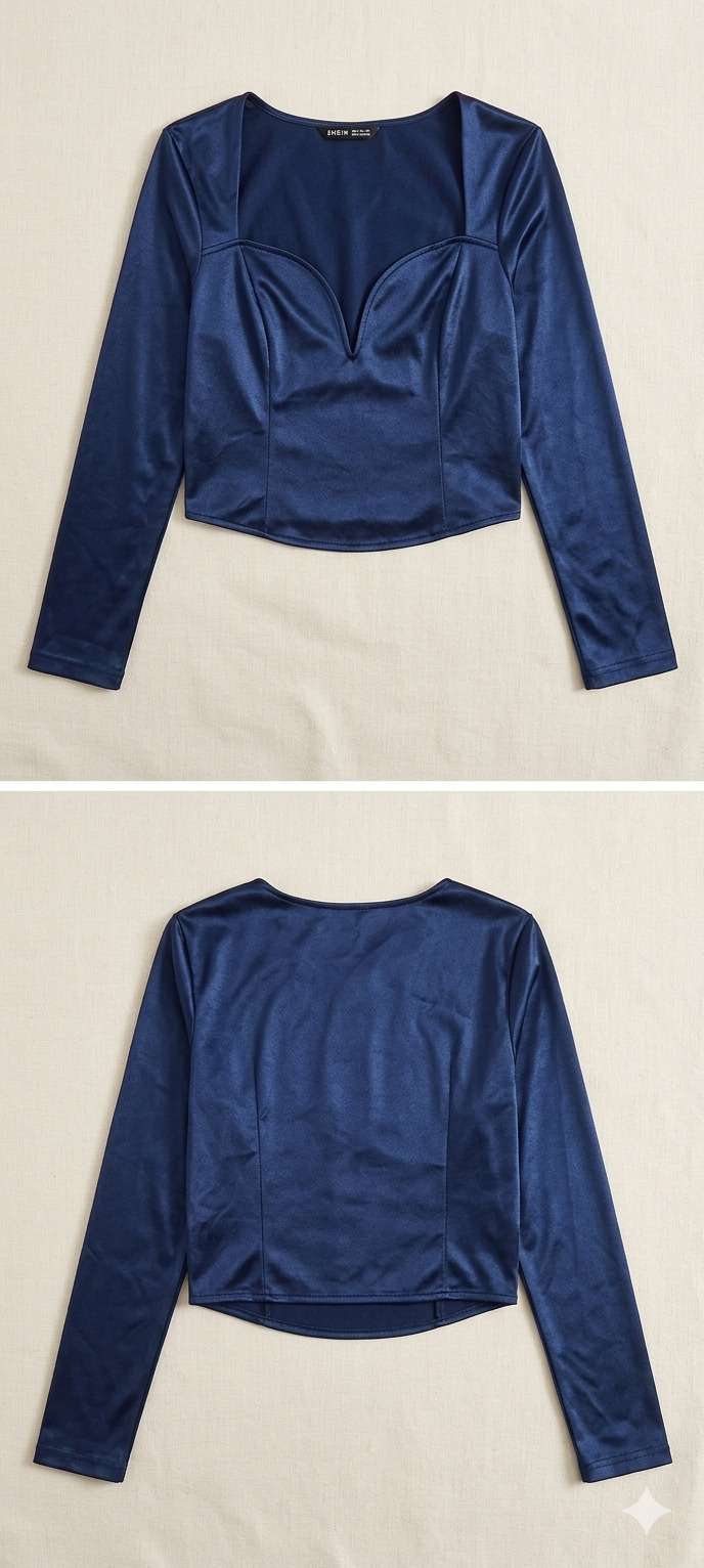 Top azul de satén Shein - miniatura 2