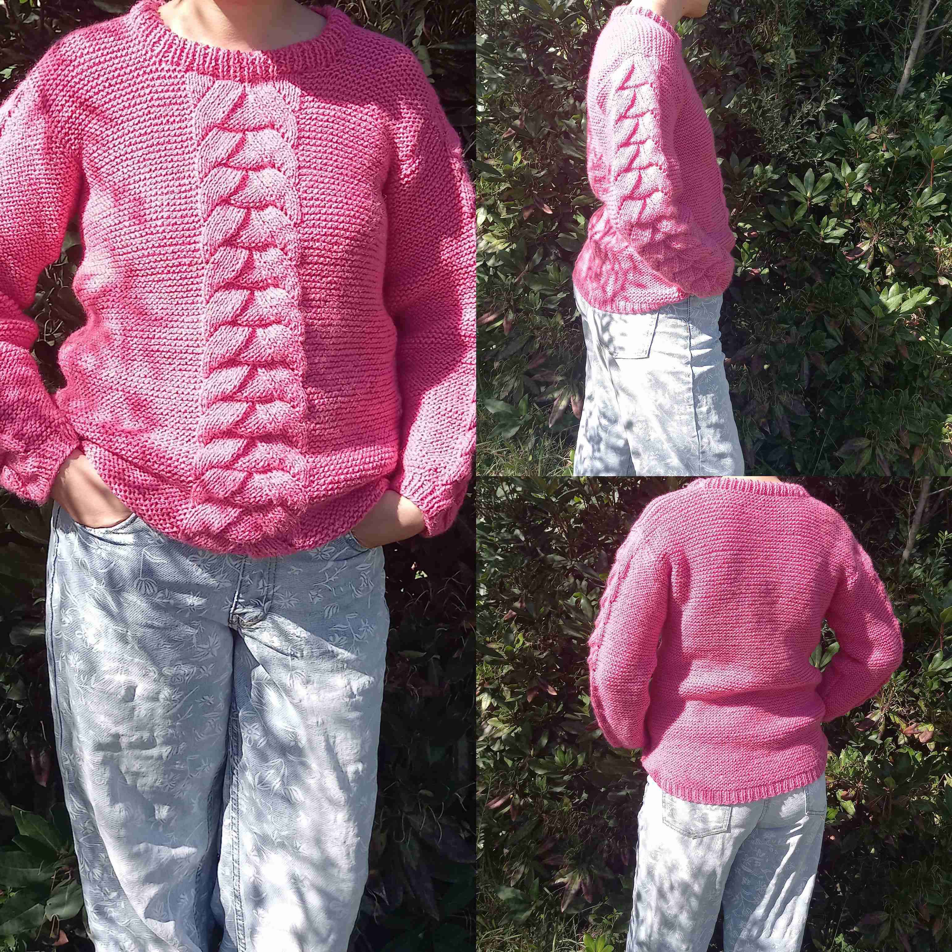 Suéter rosado tejido a mano - miniatura 2