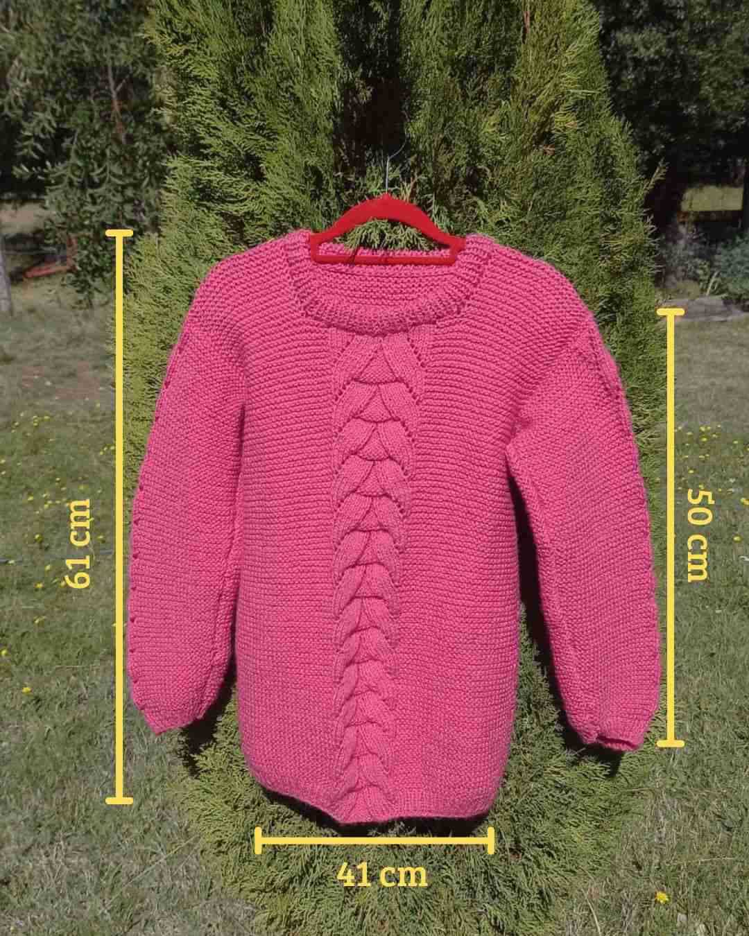 Suéter rosado tejido a mano - miniatura 4