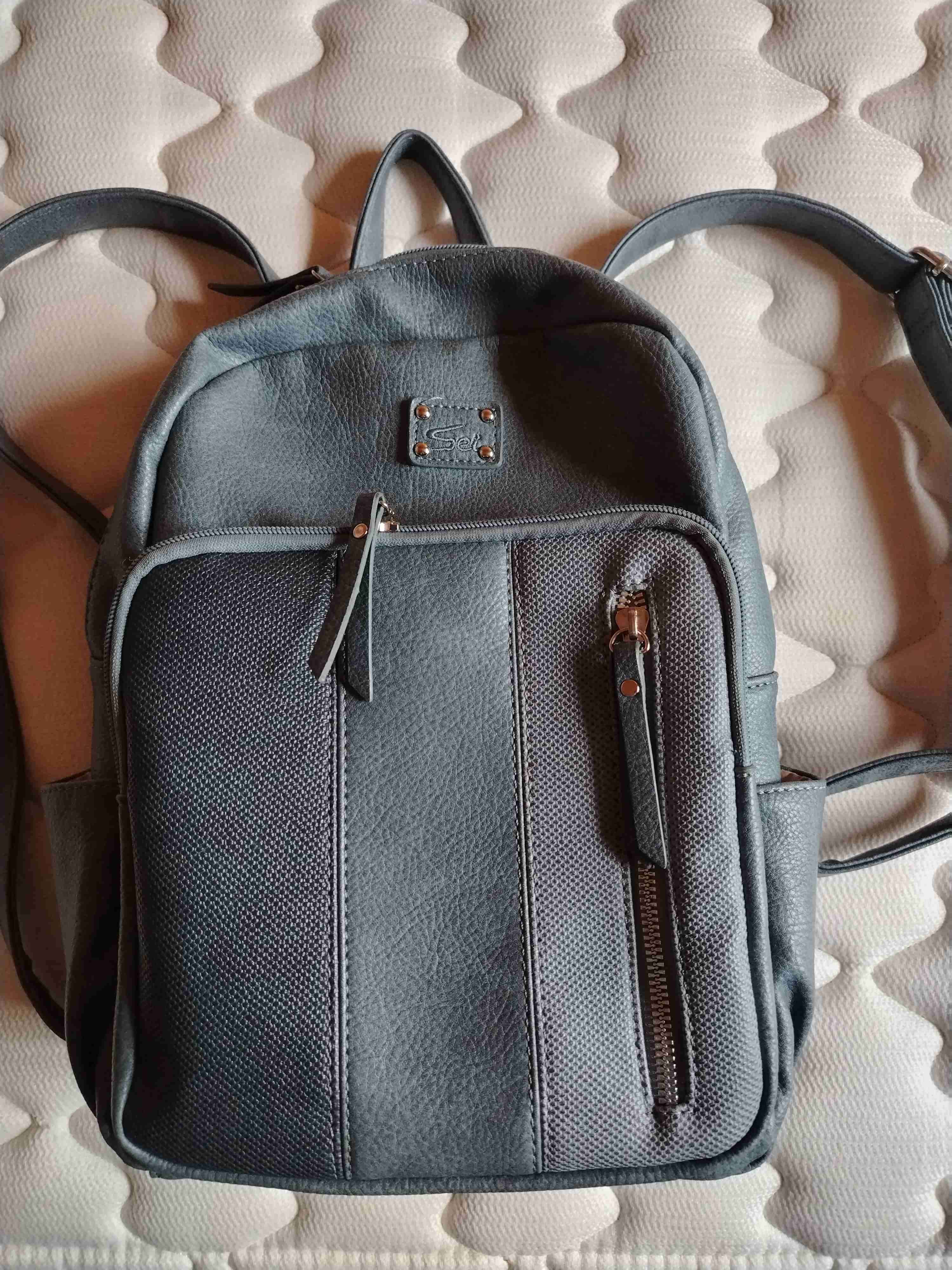 Mochila de cuero azul - 1