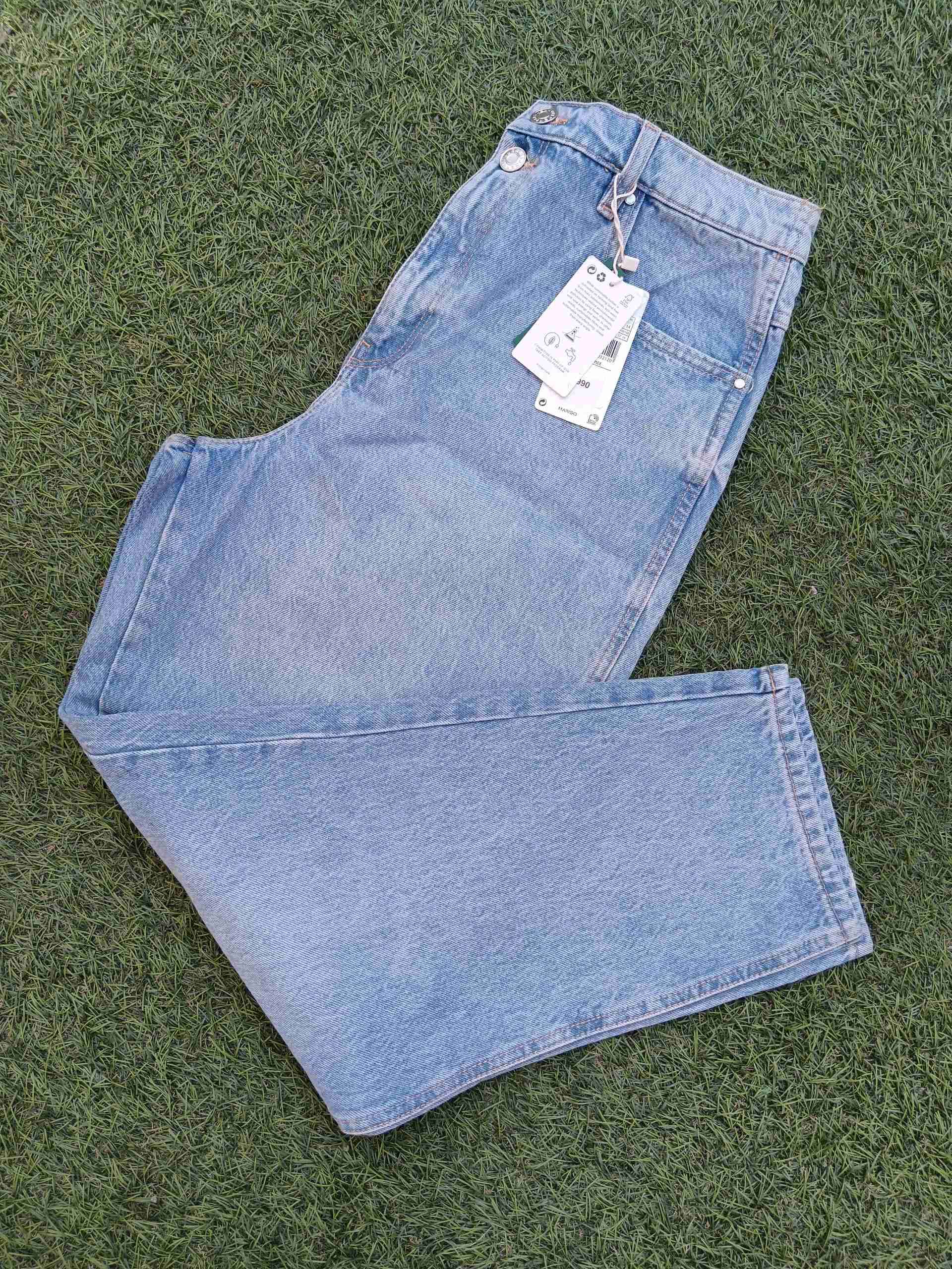 Jeans Mango rectos celeste con etiqueta - miniatura 3
