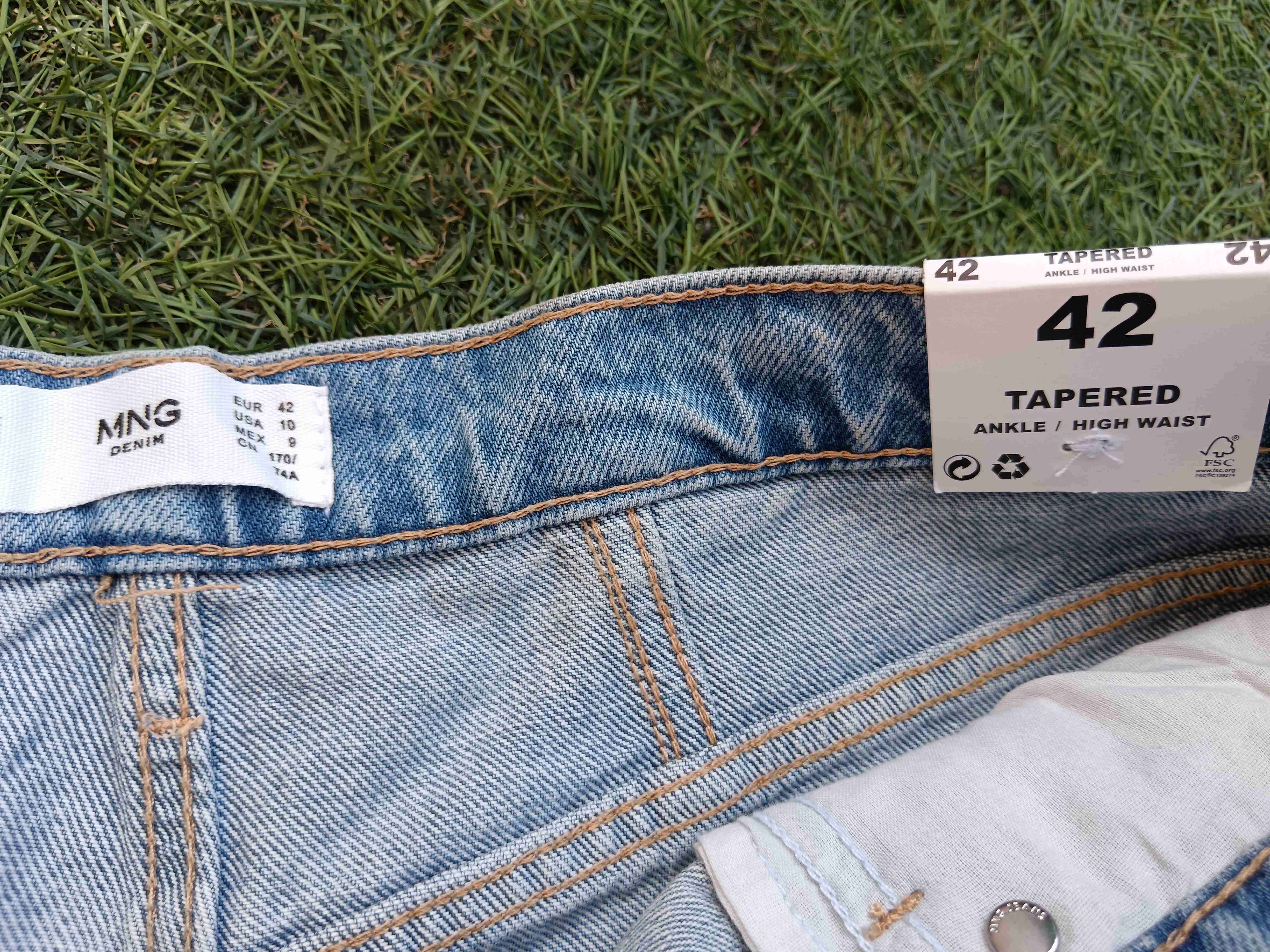 Jeans Mango rectos celeste con etiqueta - miniatura 4