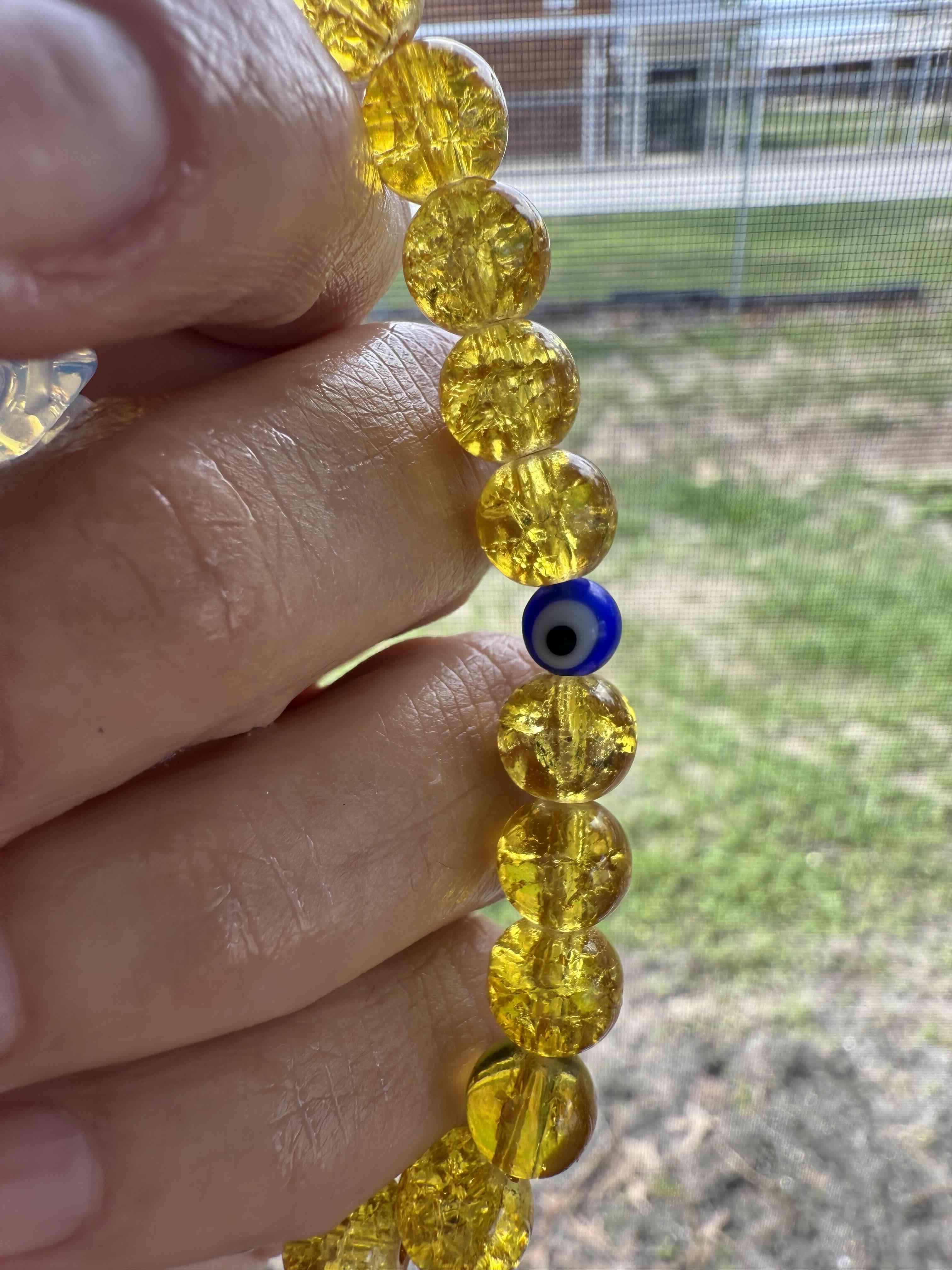 Pulsera de cuentas amarillas piedra luna - miniatura 2