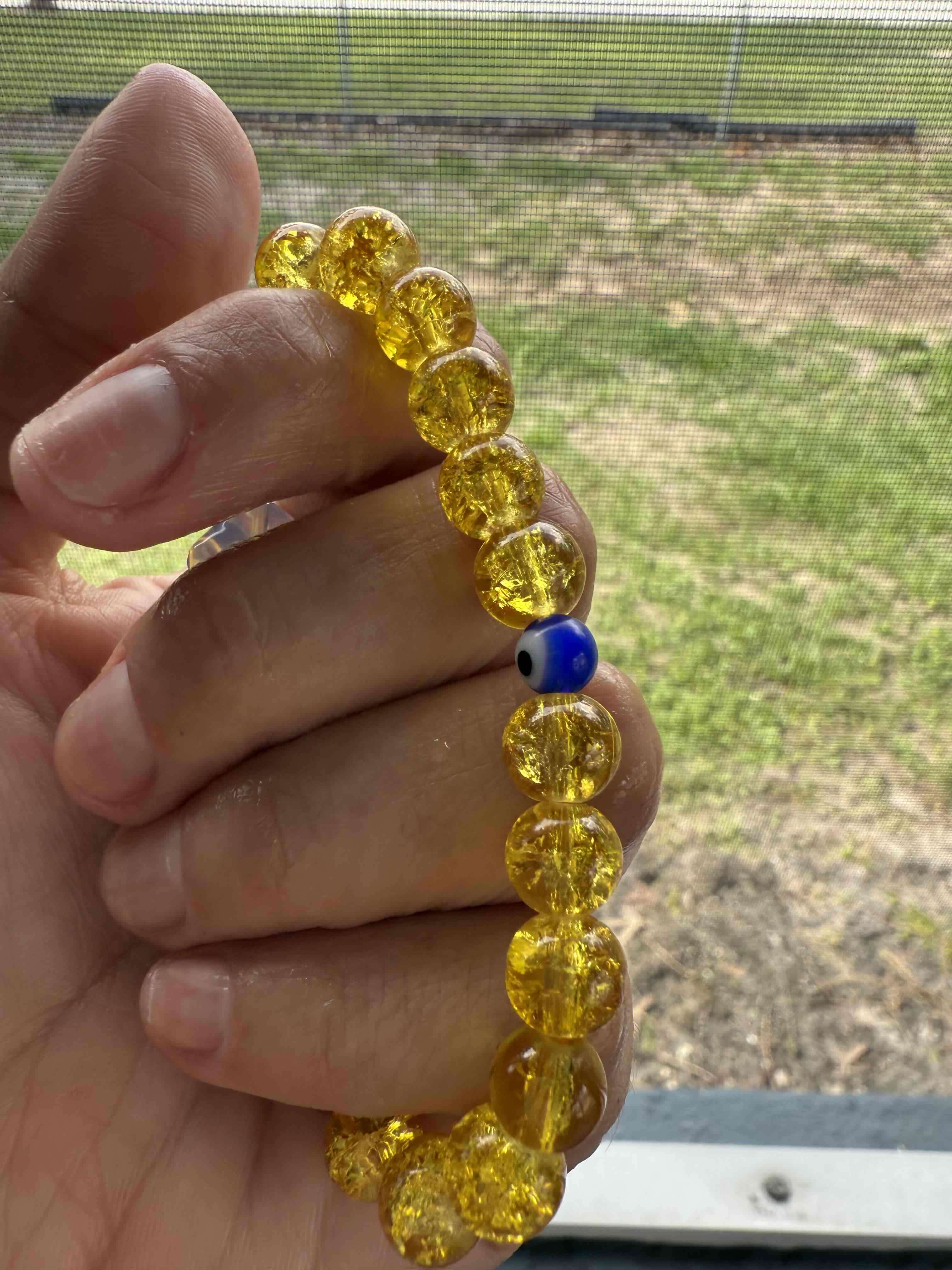 Pulsera de cuentas amarillas piedra luna - miniatura 3