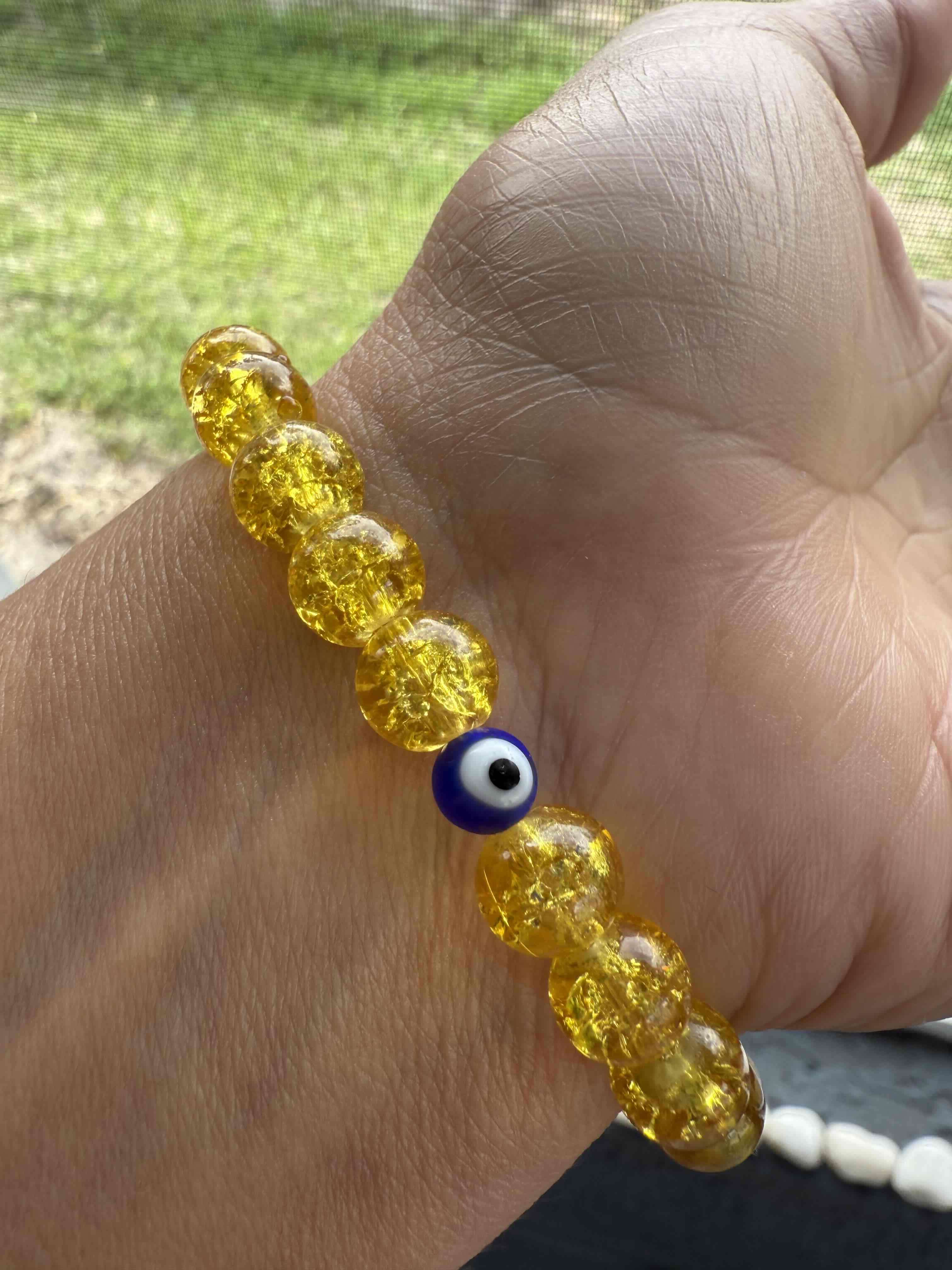 Pulsera de cuentas amarillas piedra luna - miniatura 5