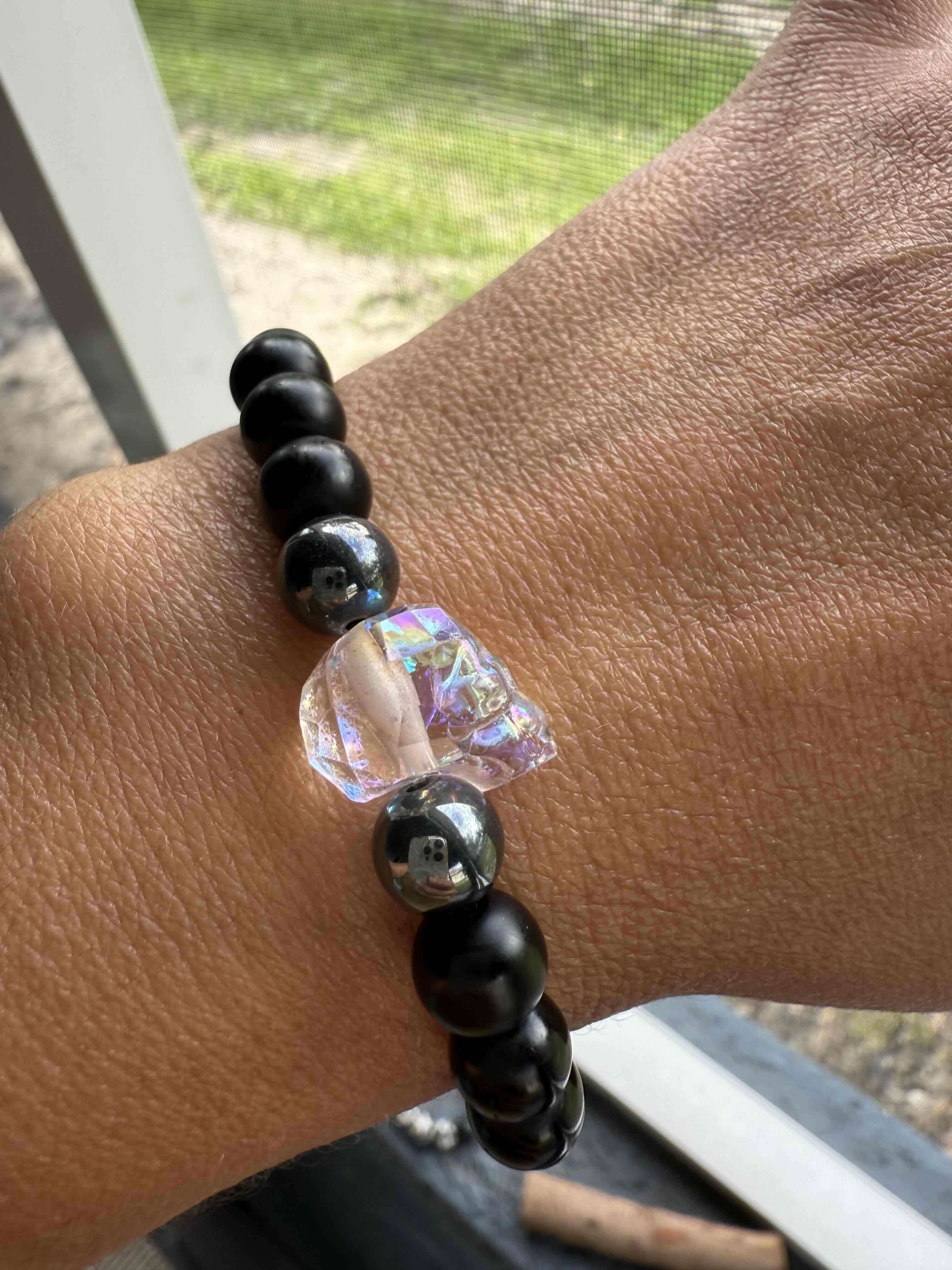 Pulsera de cuentas negras con cristal swaroski - miniatura 6